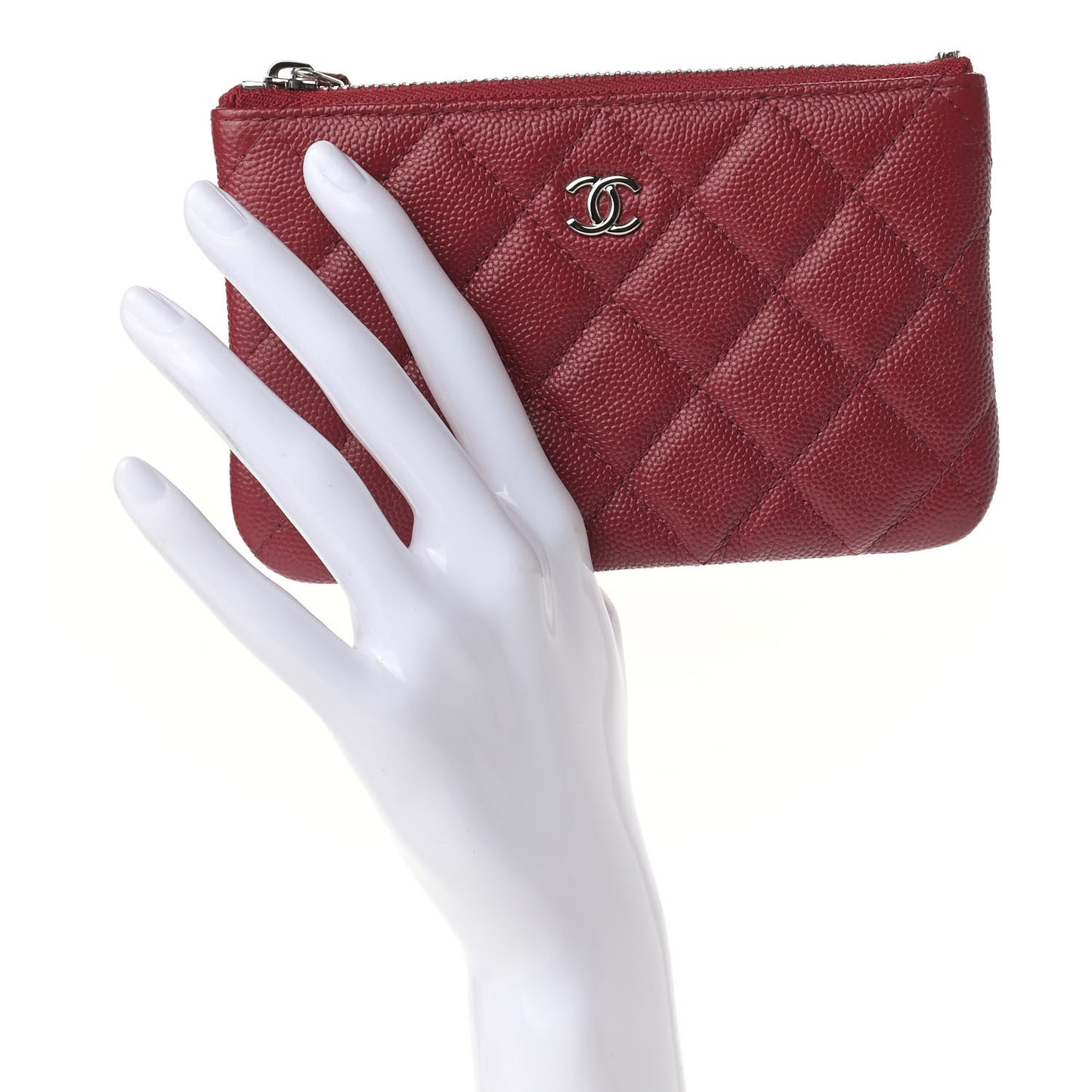 Caviar Quilted Small Cosmetic Case Red