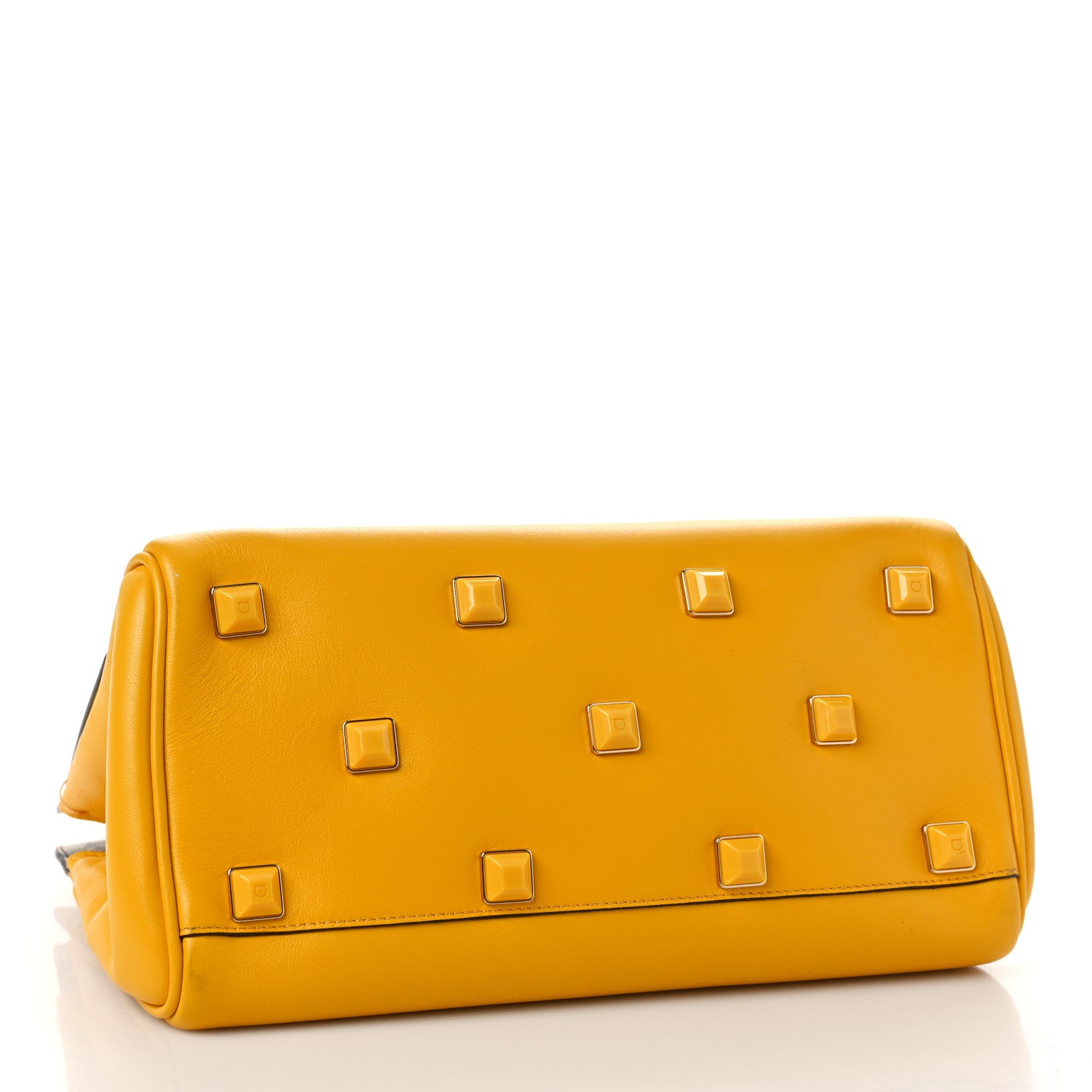Salvatore Ferragamo Hammered Calfskin Medium The Studio Box Bag Yellow 4 of 12
