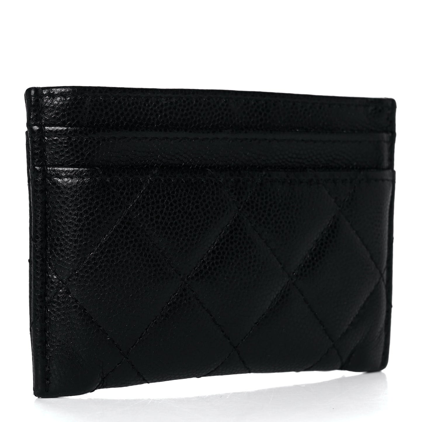 Caviar Quilted French New Wave Card Holder Black