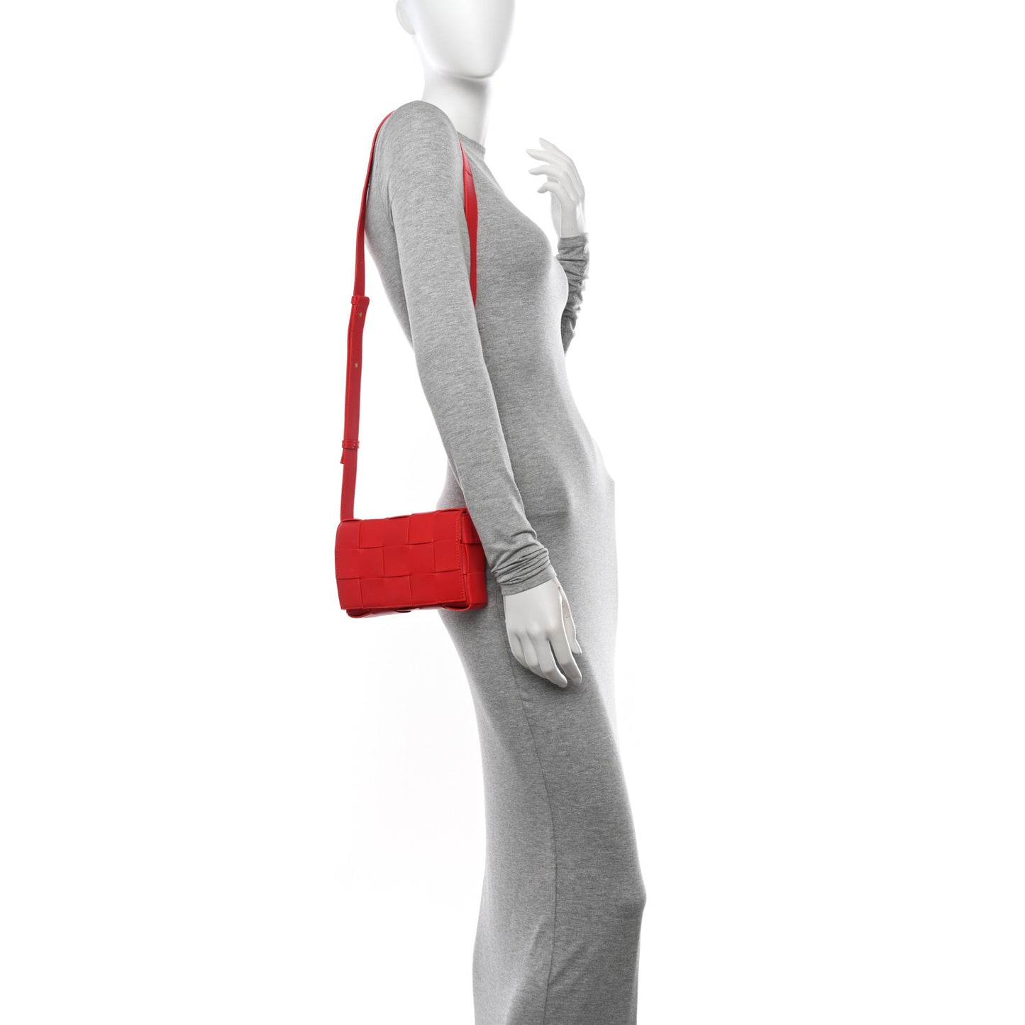 Lambskin Maxi Intrecciato Small Cassette Crossbody Bag Redstone