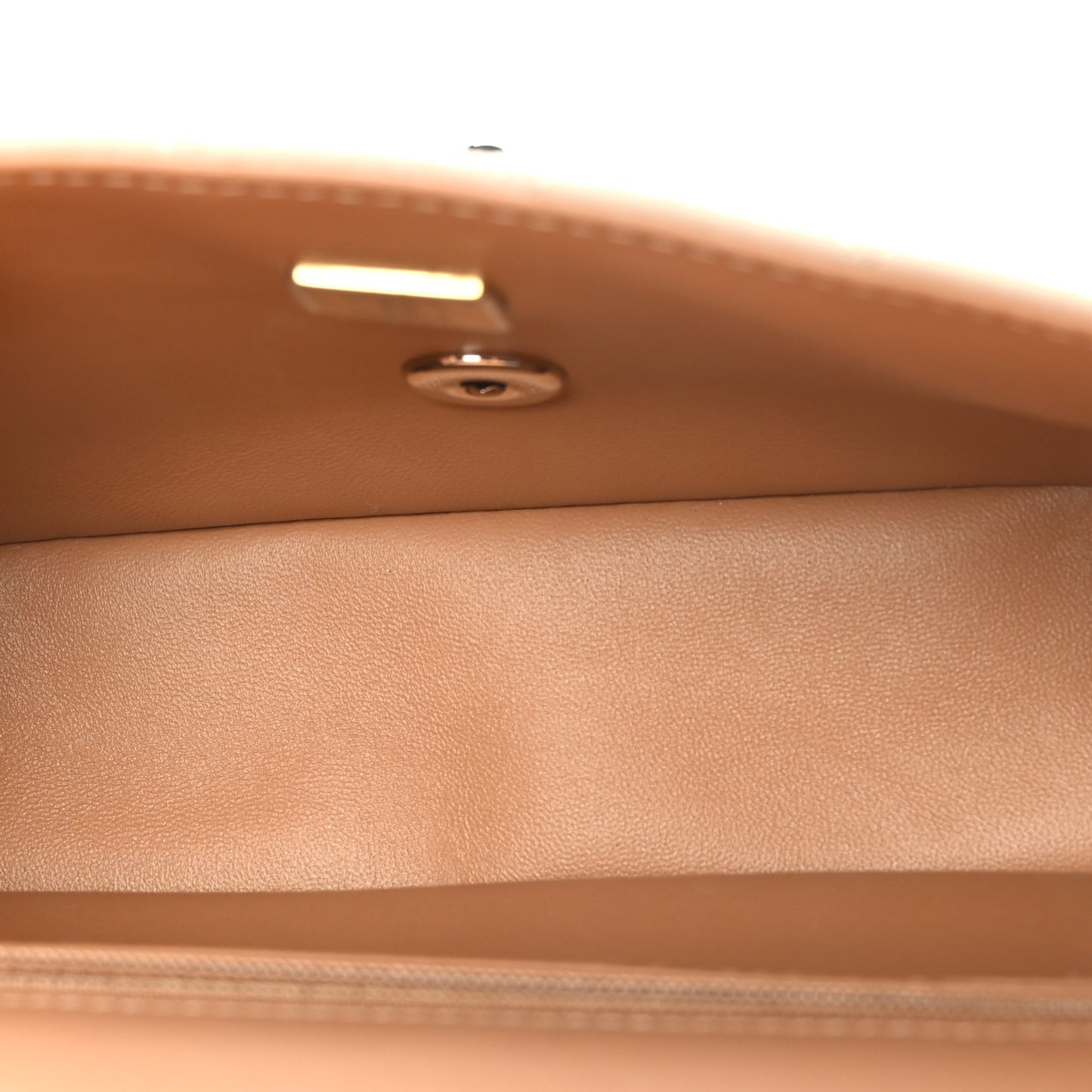 Lambskin Quilted Bi-Color Mini Top Handle Rectangular Flap Ecru Dark Beige