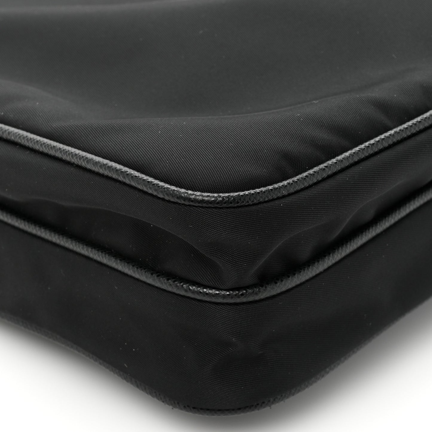 Re-Nylon Saffiano Pocket Flat Messenger Bag Black