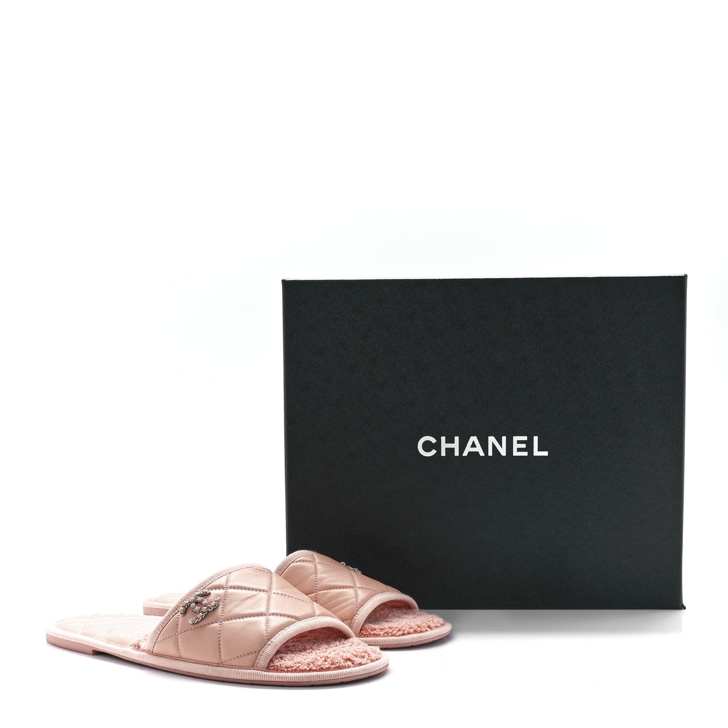 Lambskin CC Flat Mules S Light Pink
