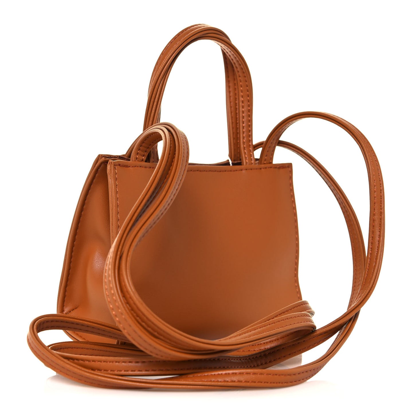 Vegan Leather Small Shopping Bag Tan