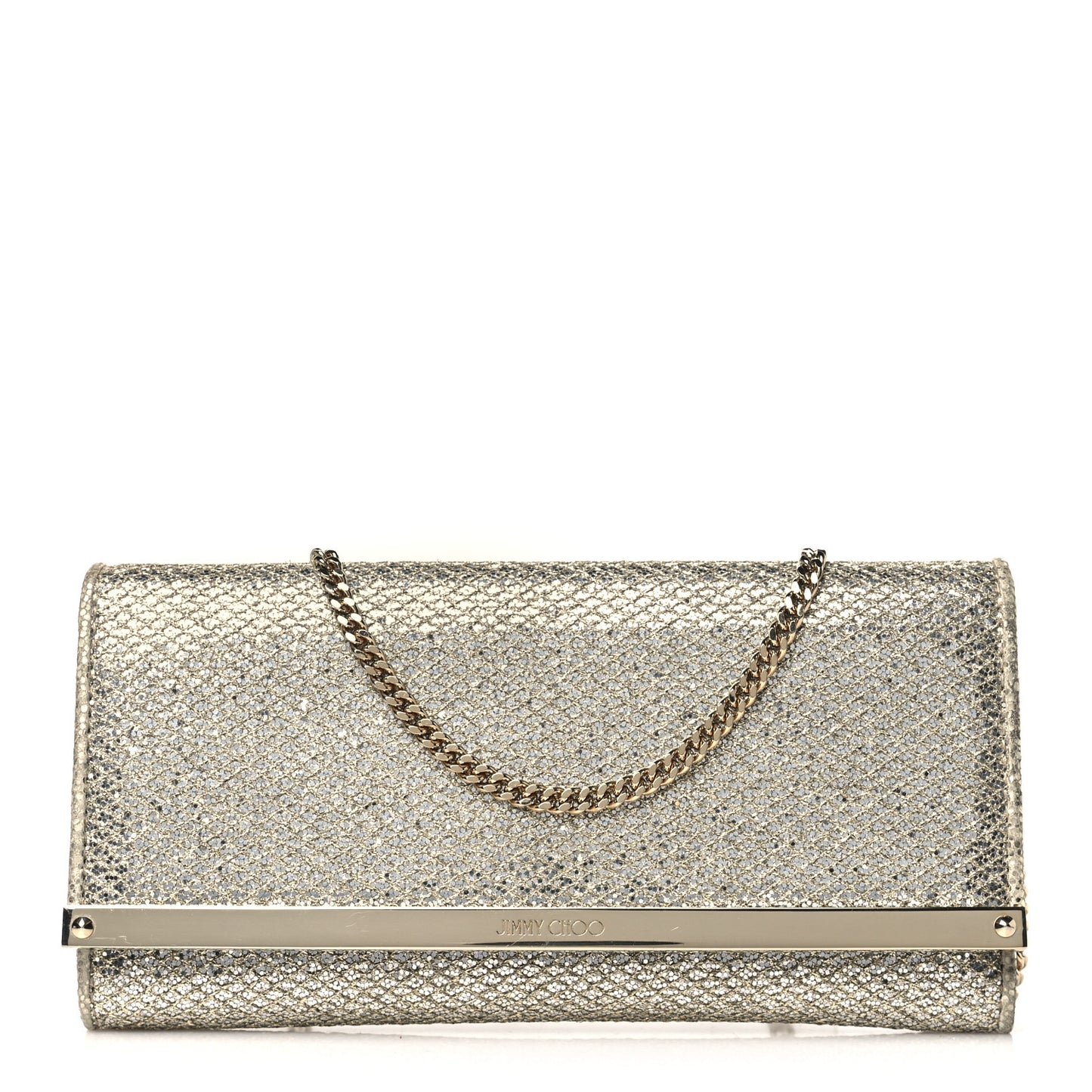 Glitter Fabric Milla Chain Wallet Champagne
