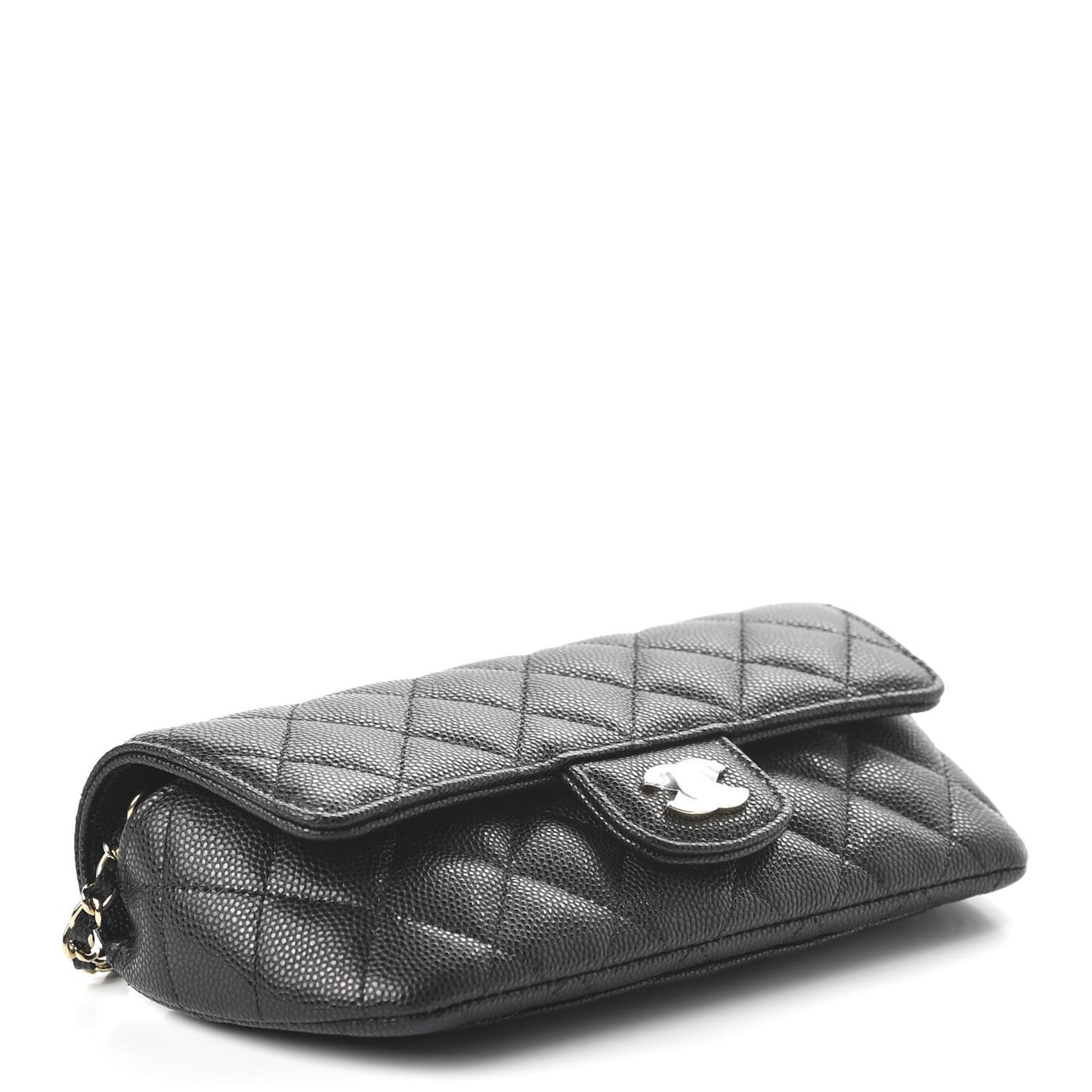 Caviar Quilted Glasses Case With Chain Black