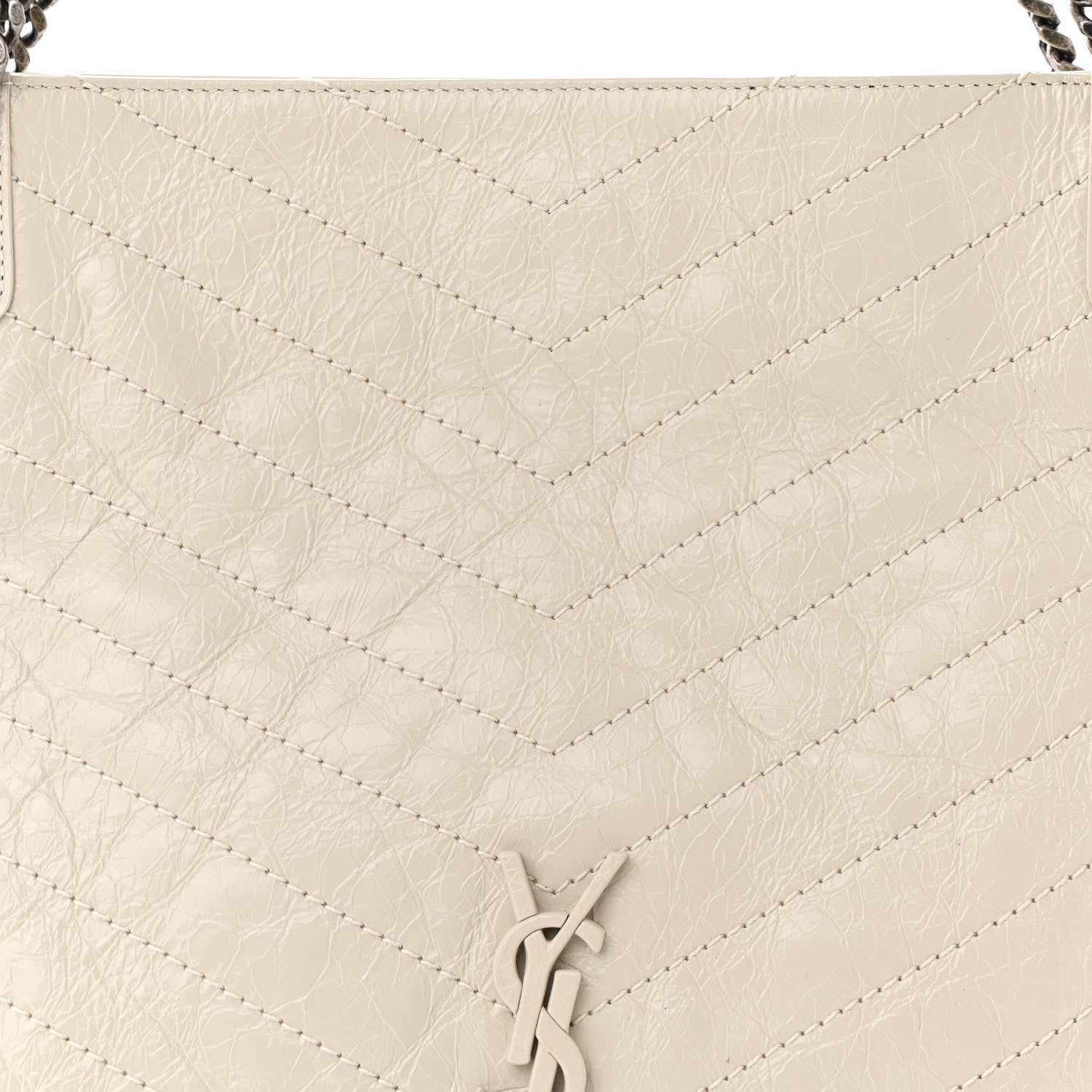Saint Laurent Crinkled Calfskin Matelasse Monogram Medium Niki Shopper Tote Crema Soft 8 of 10