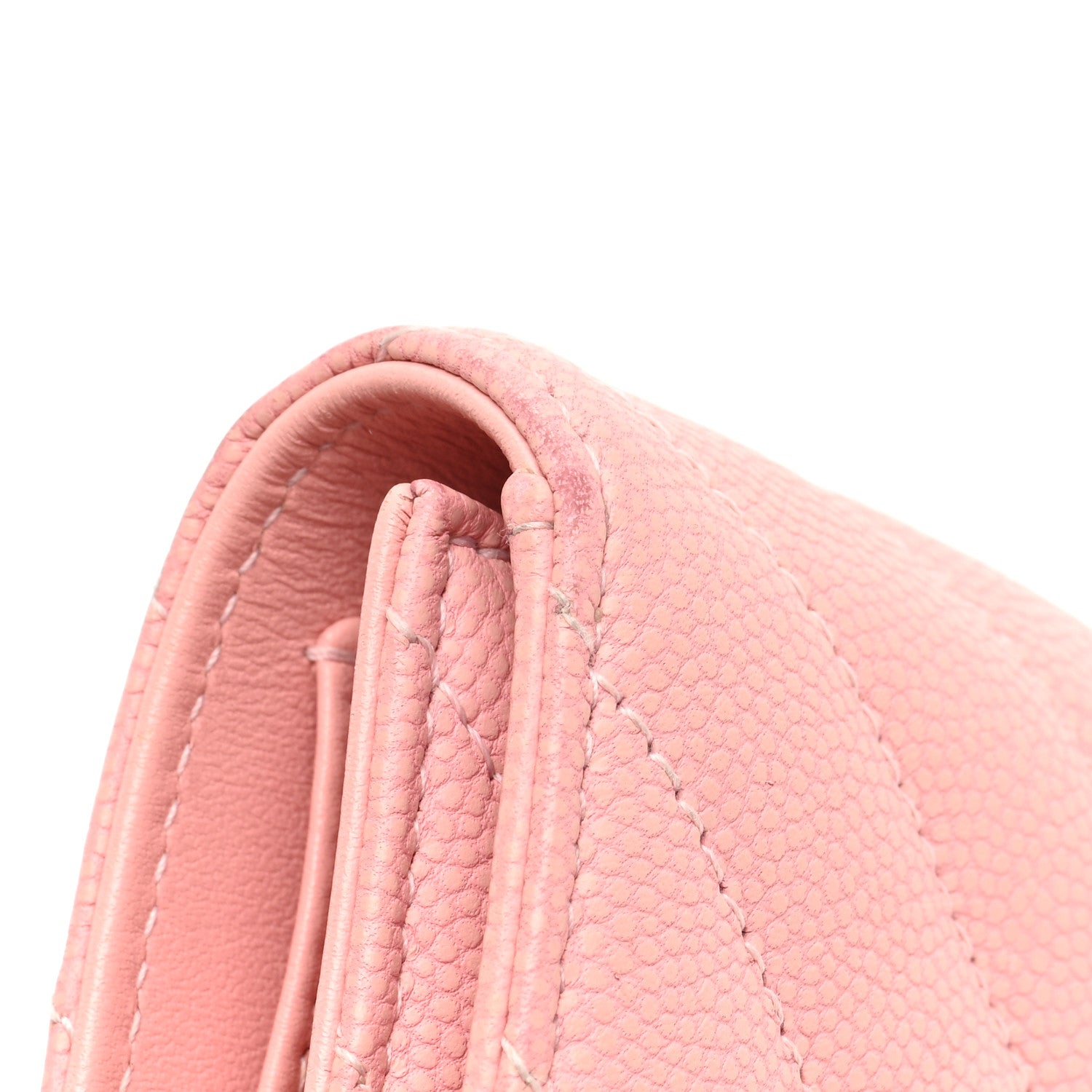Chanel Caviar Flat Chevron Quilted Compact Flap Wallet Pink 8 of 8