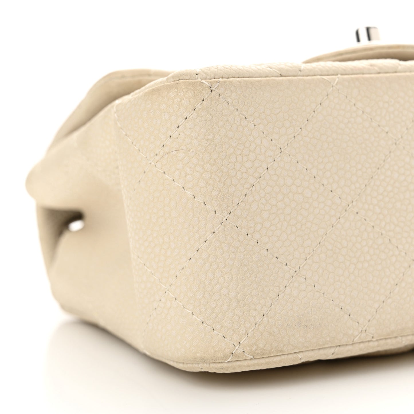 Caviar Quilted Mini Square Flap Dark White