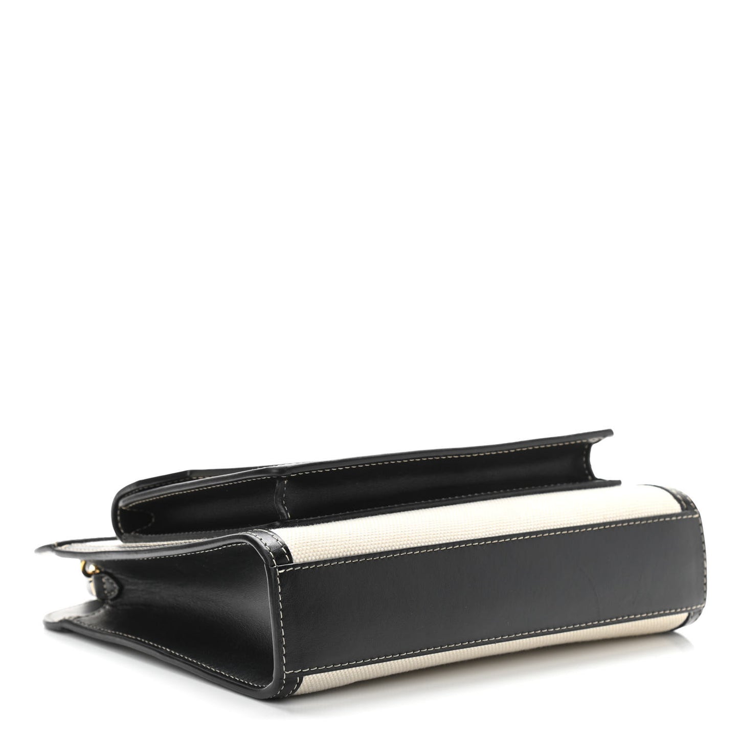 Canvas Smooth Calfskin Two Tone Mini Pocket Bag Black