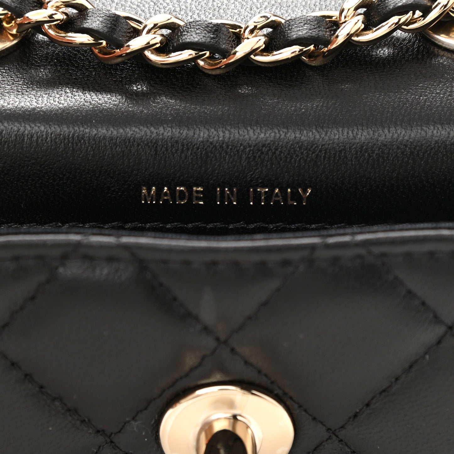 Lambskin Quilted Trendy CC Card Holder On Chain Black