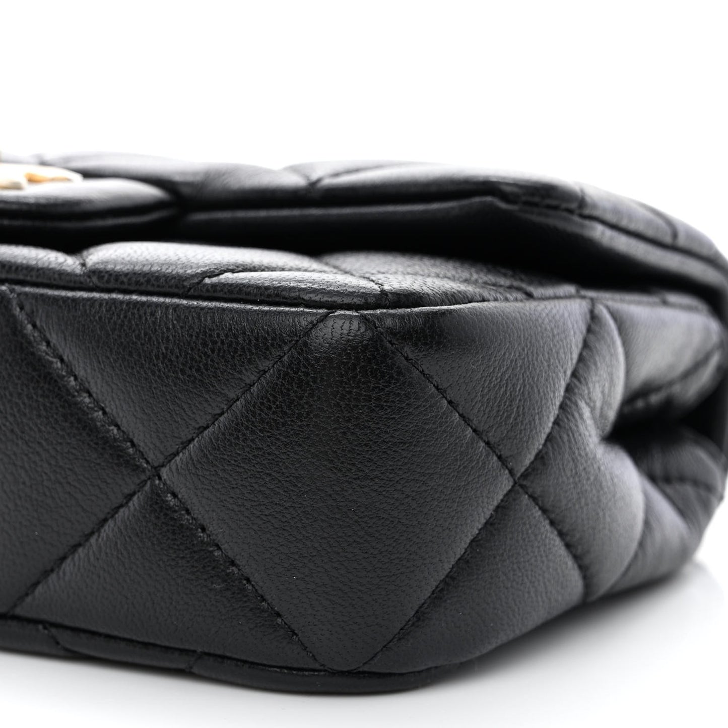 Lambskin Pearl Quilted Mini Flap Black