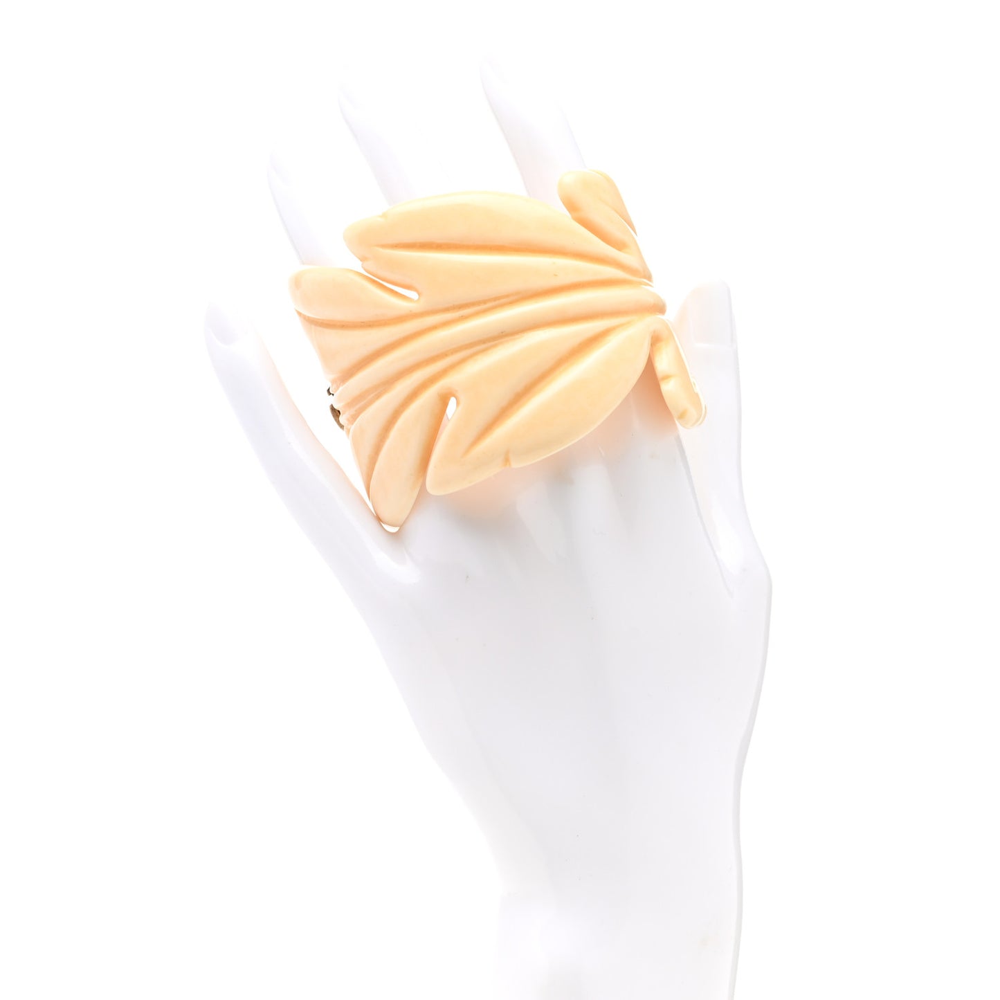 Resin Leaf GG Cuff Bracelet M Ivory