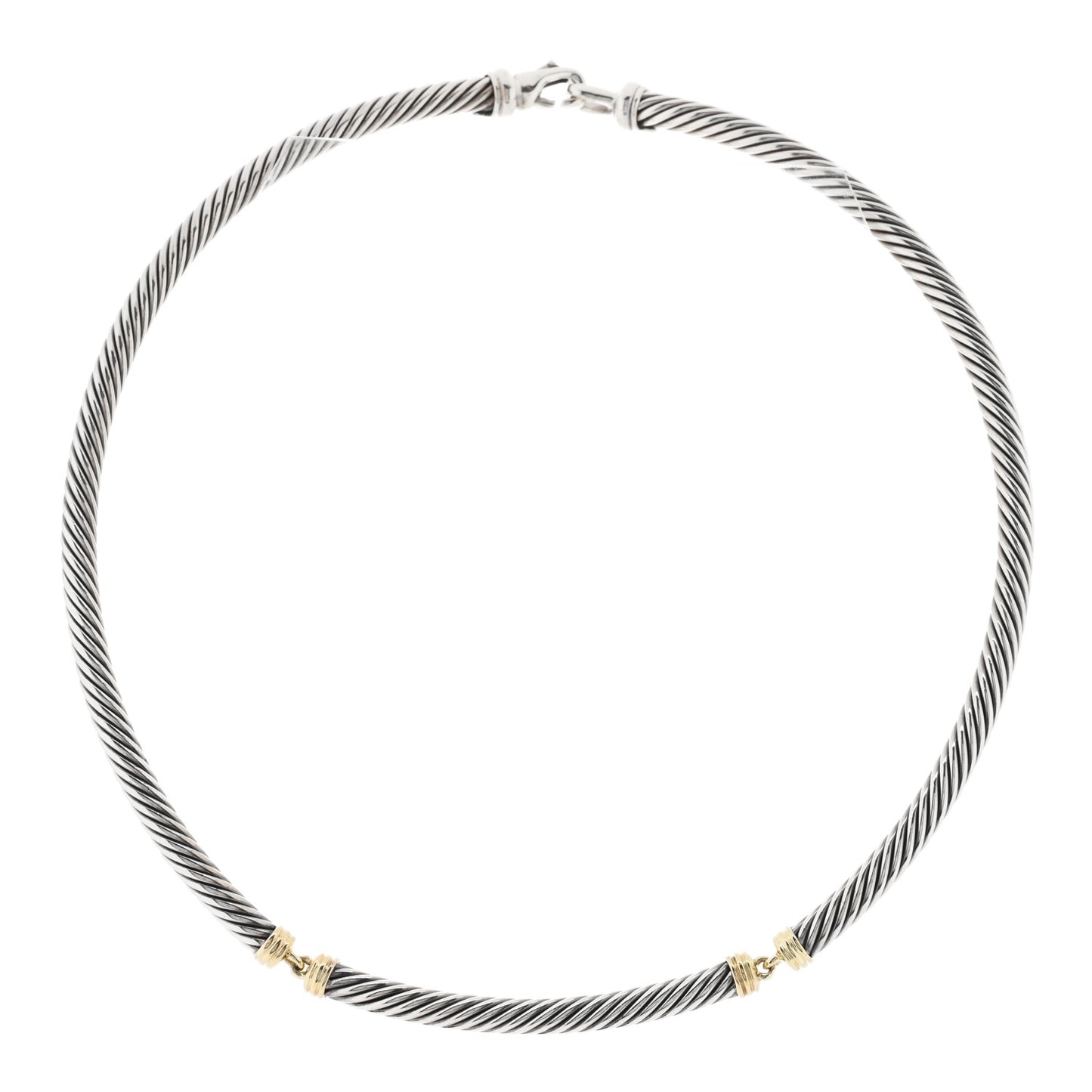 Sterling Silver 14K Yellow Gold Cable Metro Collar Necklace