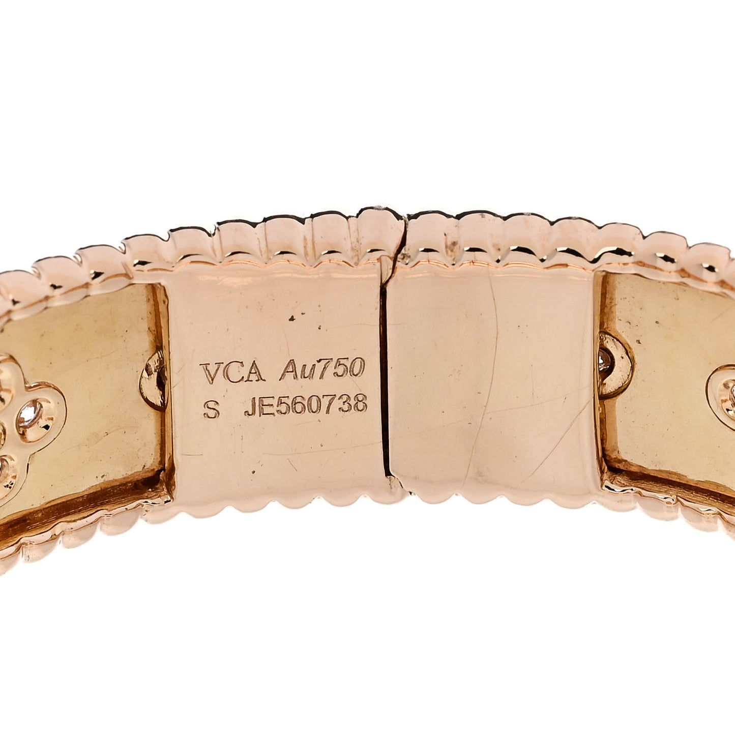 18K Rose Gold Diamond Perlee Clovers Bangle Bracelet S