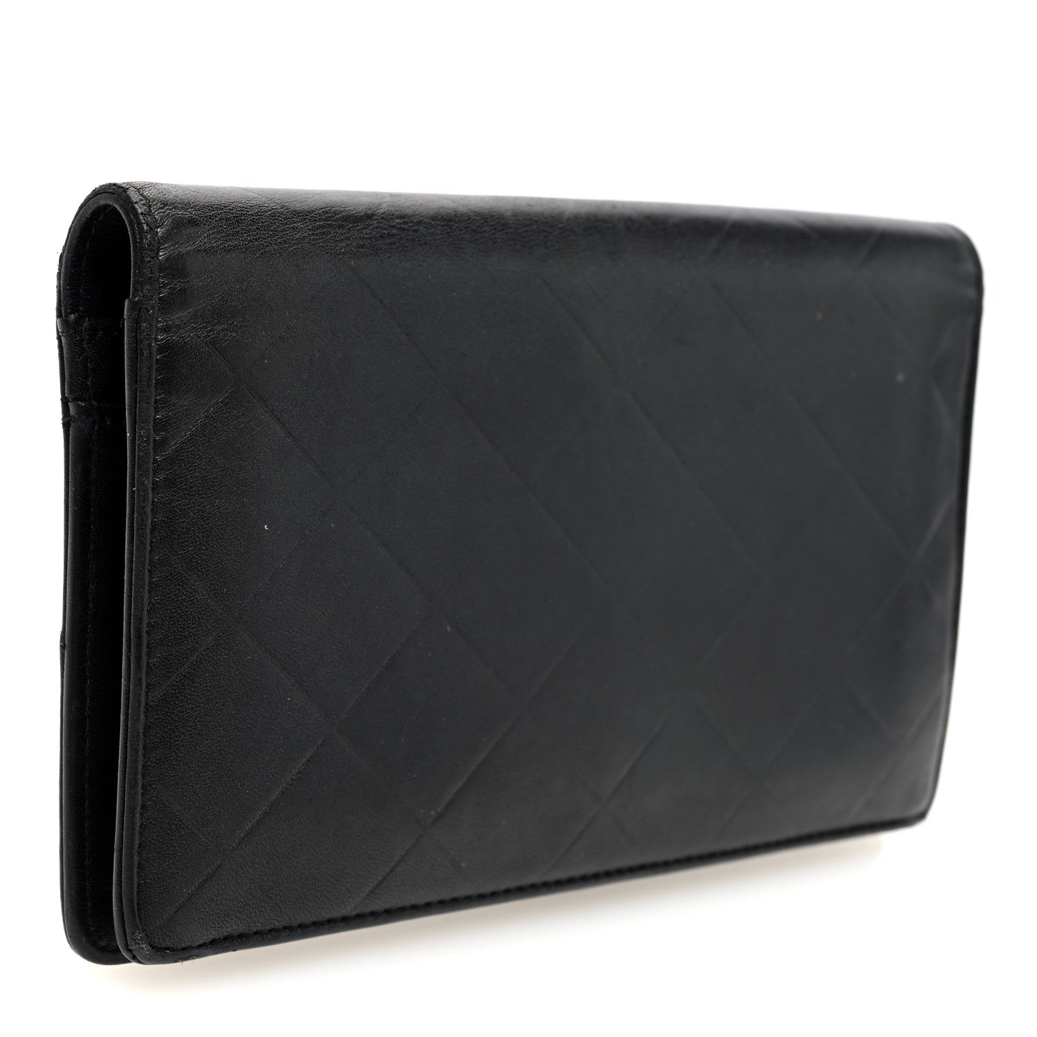 Chanel Lambskin Embossed Logo Yen Wallet Black 3 of 7