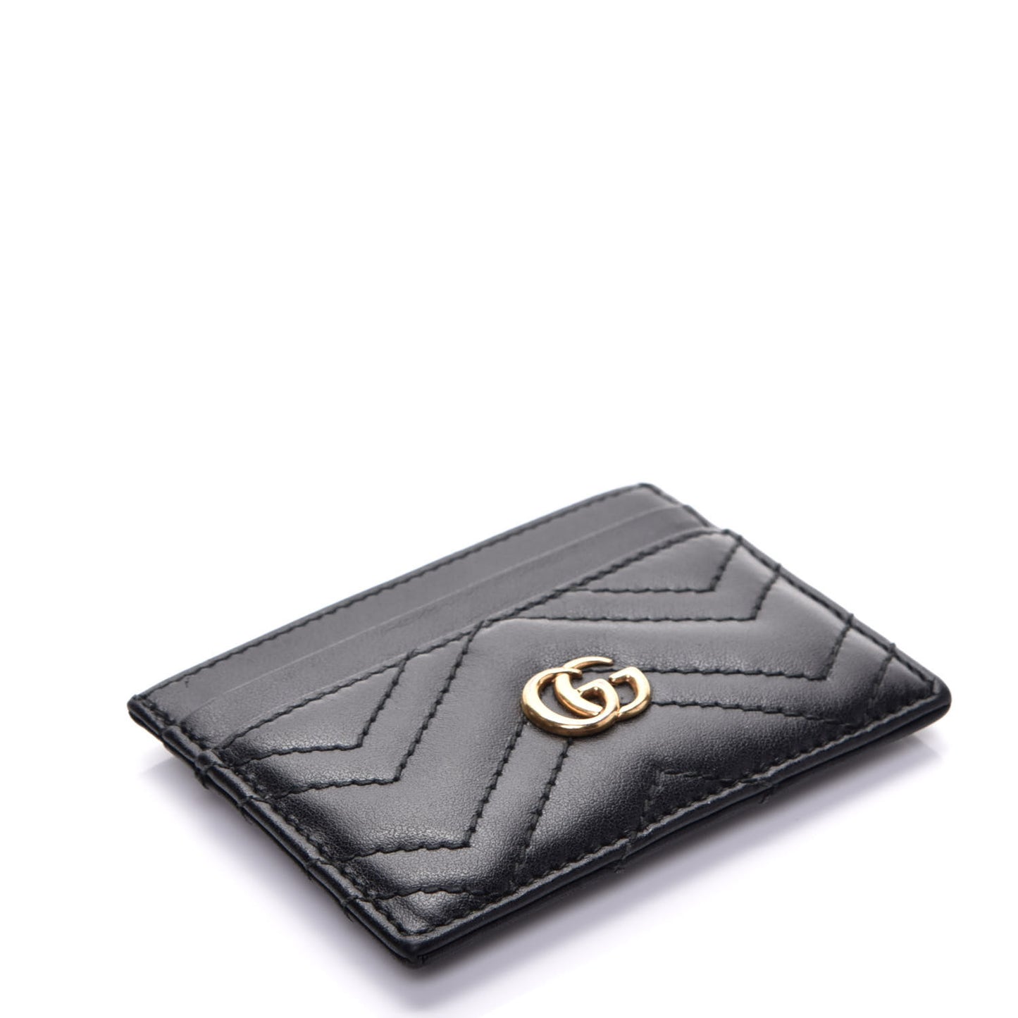 Calfskin Matelasse GG Marmont Card Holder Black