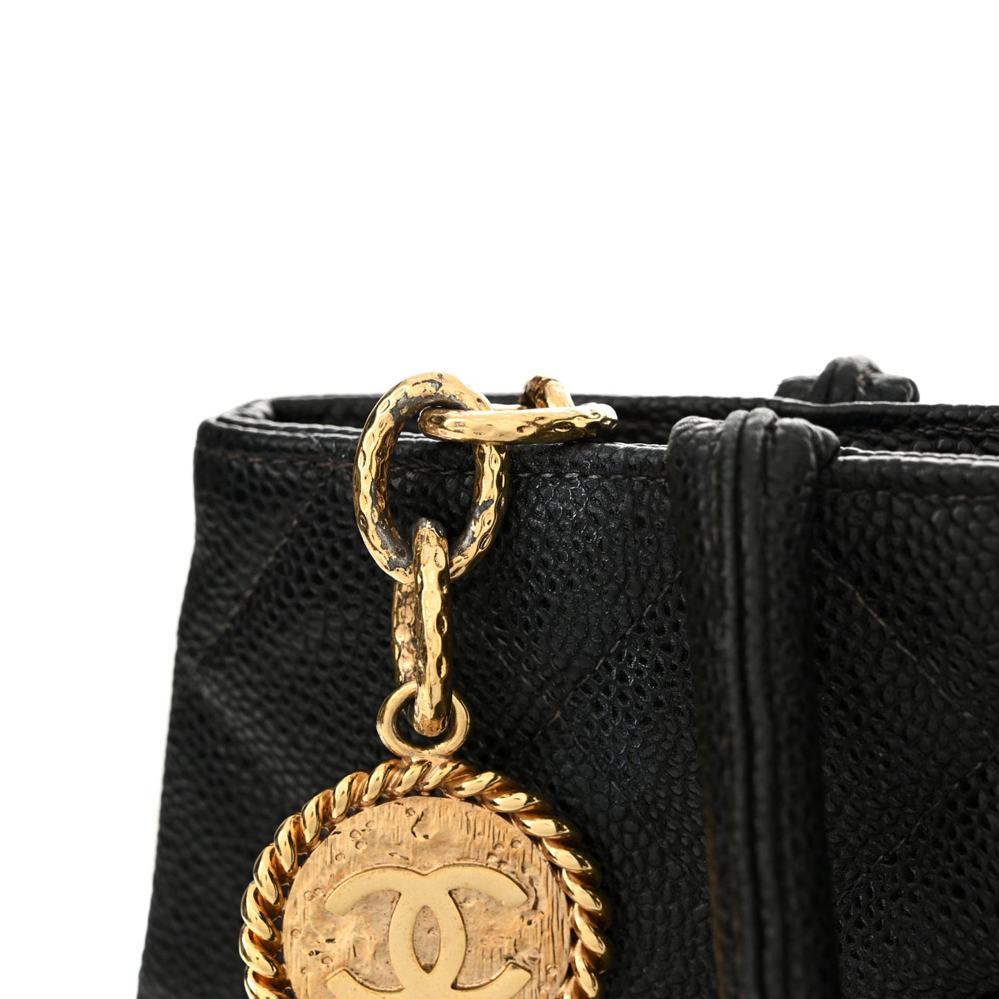 Caviar Quilted Medallion Tote Black