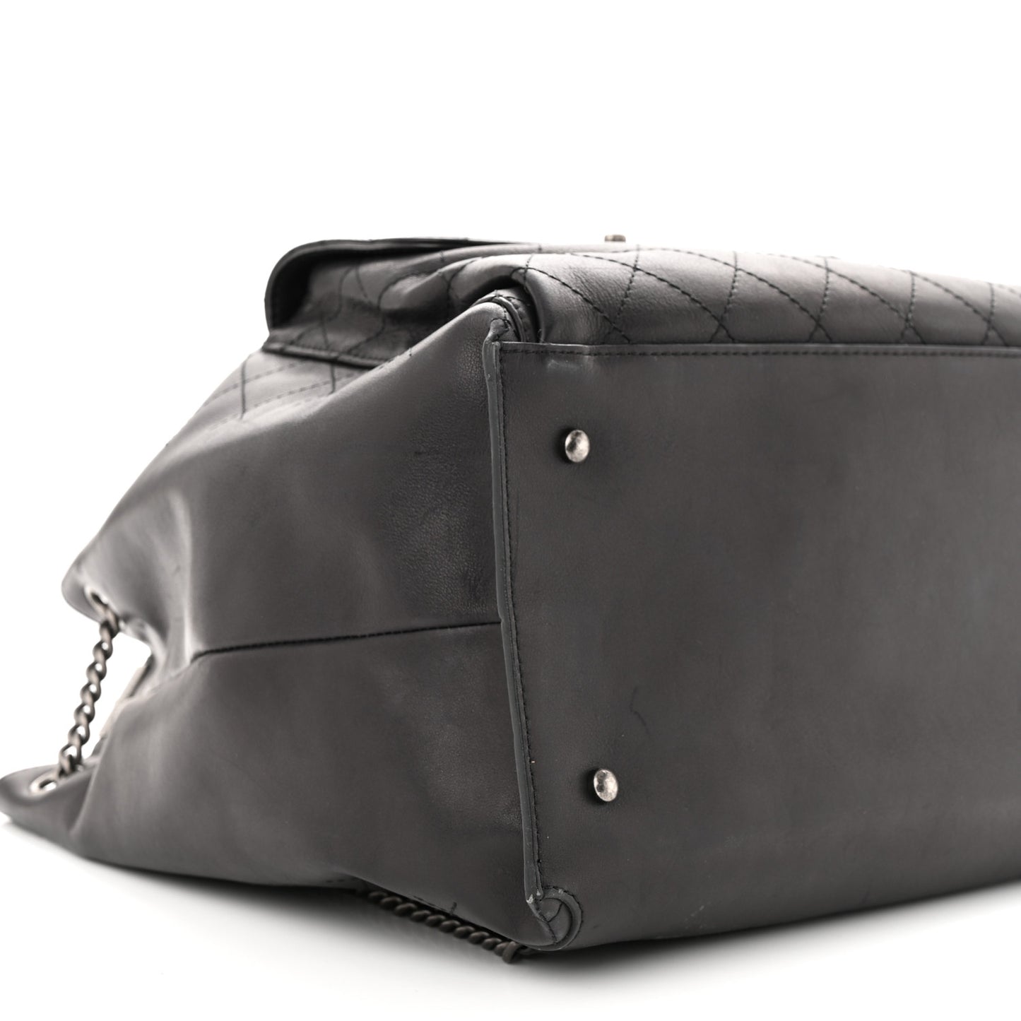 Calfskin Stitched Large Urban Luxury Drawstring Backpack Black