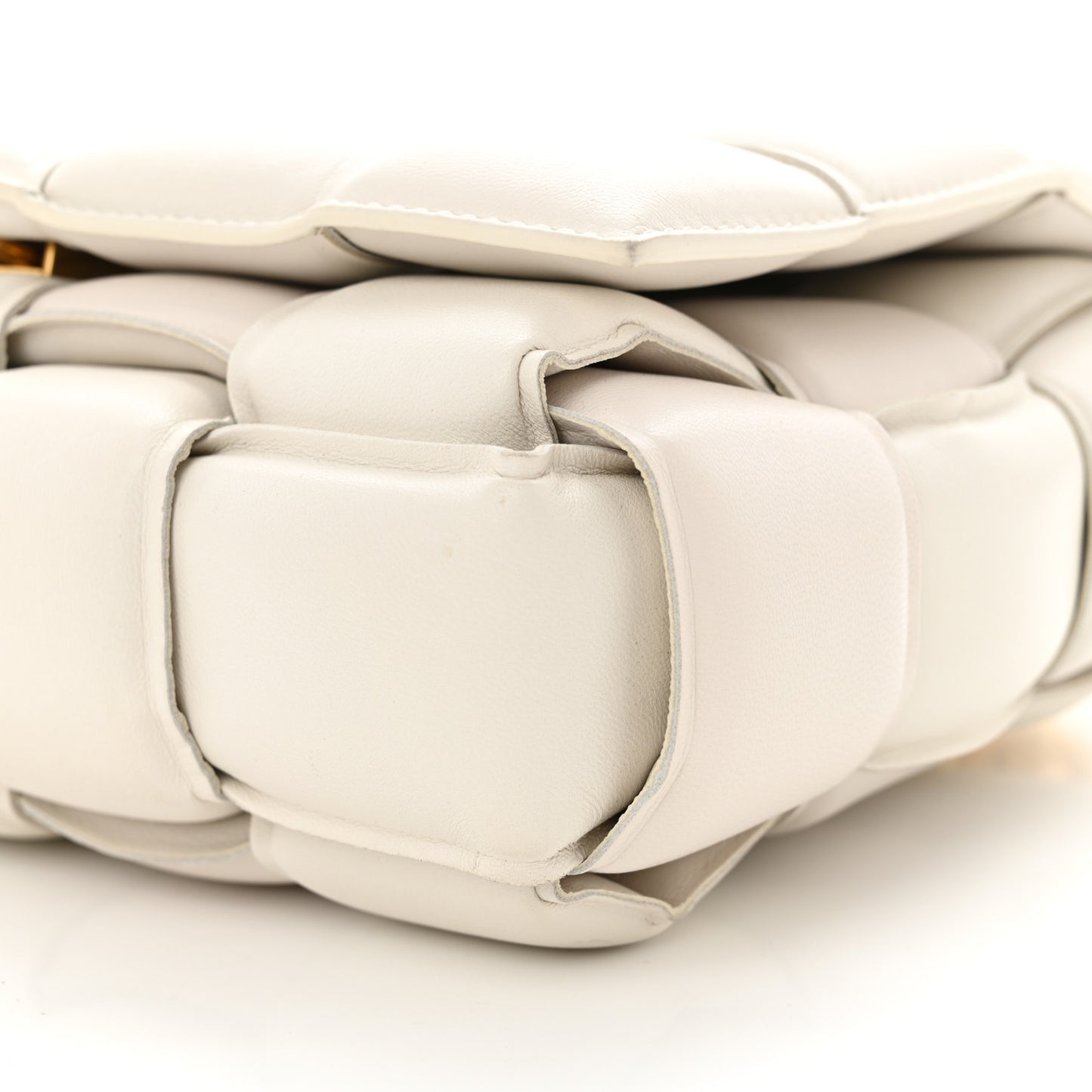 Lambskin Maxi Intreccio Padded Chain Cassette Crossbody Bag Chalk
