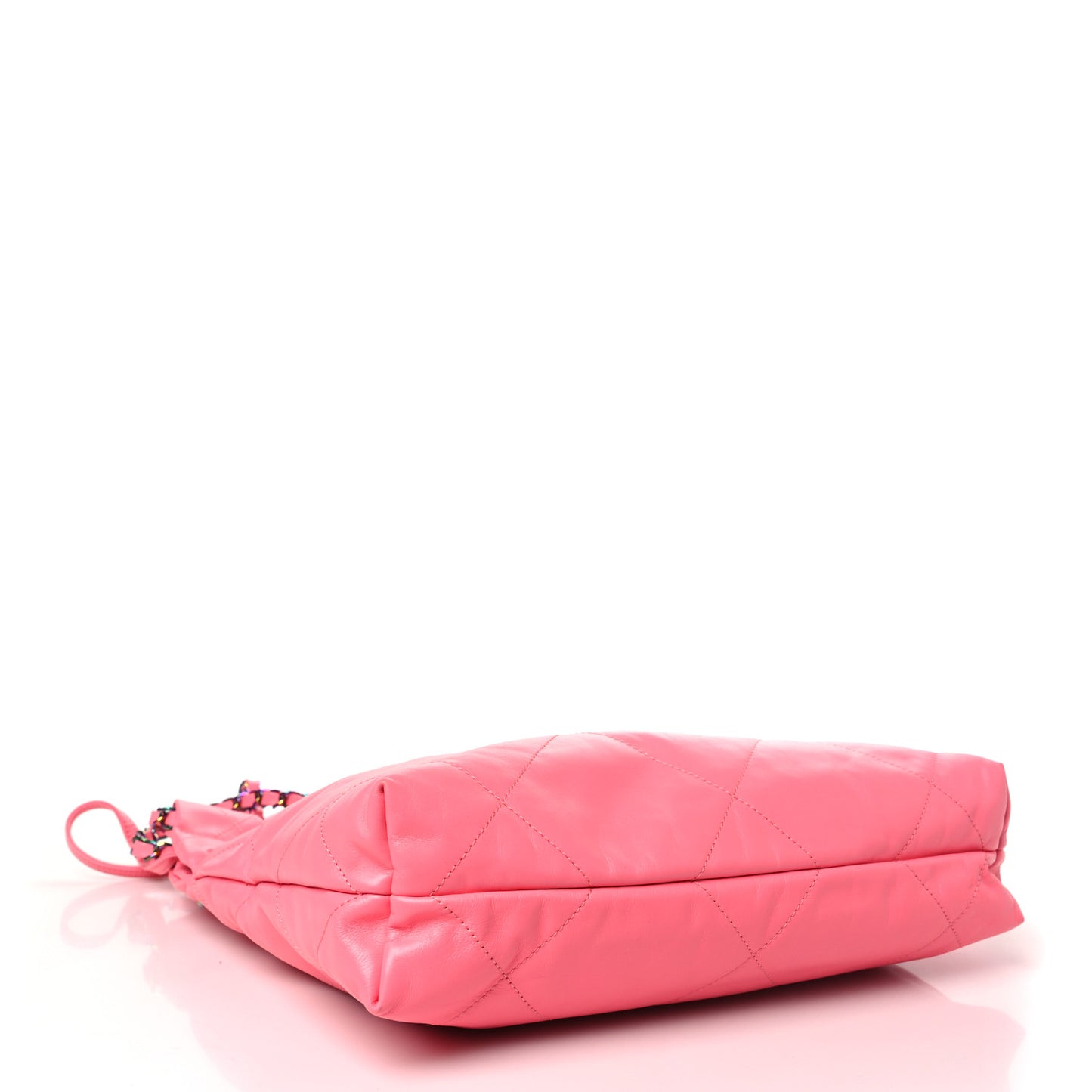 Shiny Calfskin Quilted Small Rainbow Metal Chanel 22 Coral Pink