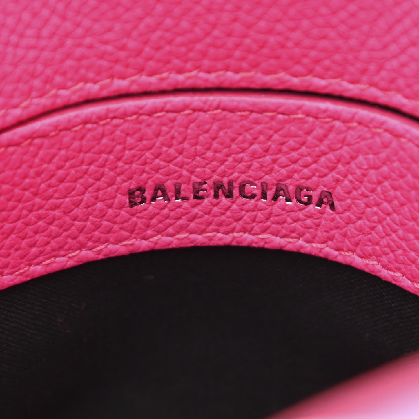 Grained Calfskin Logo XXS Ville Top Handle Bag Acid Fuchsia Black
