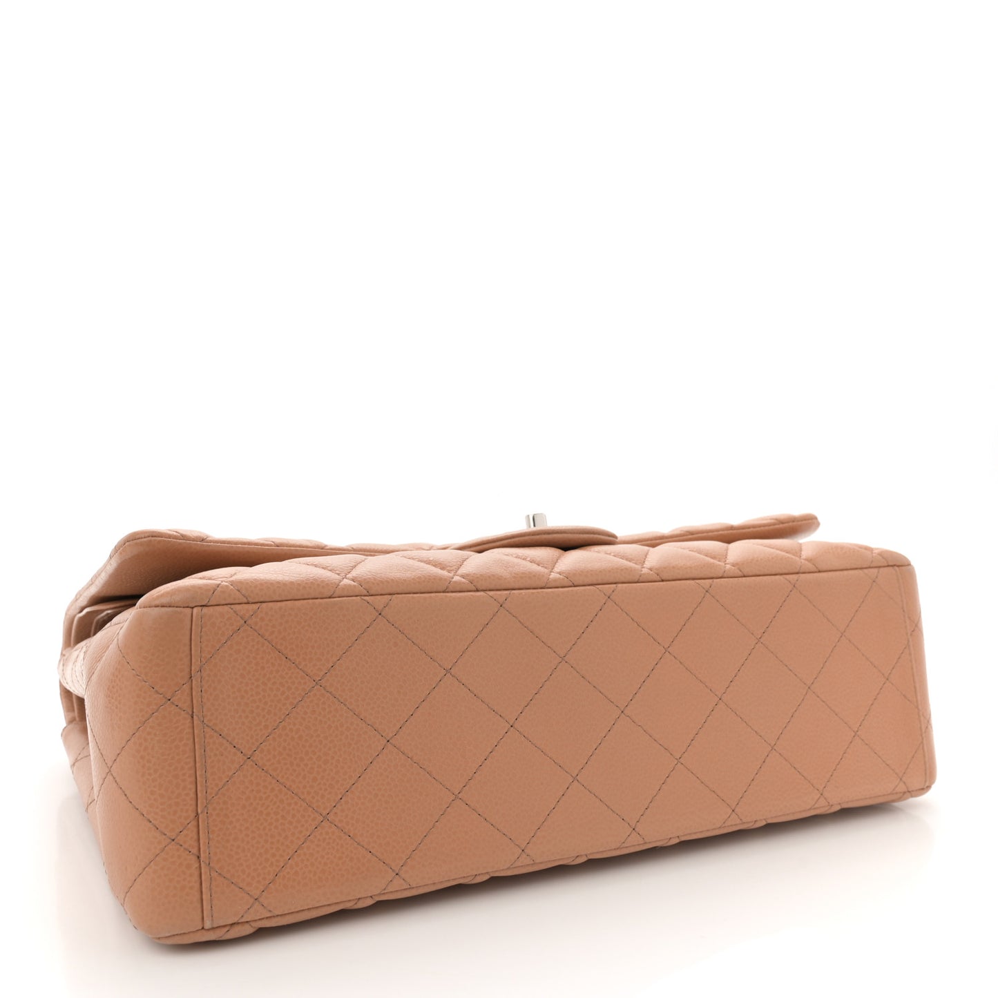 Caviar Quilted Maxi Double Flap Dark Beige