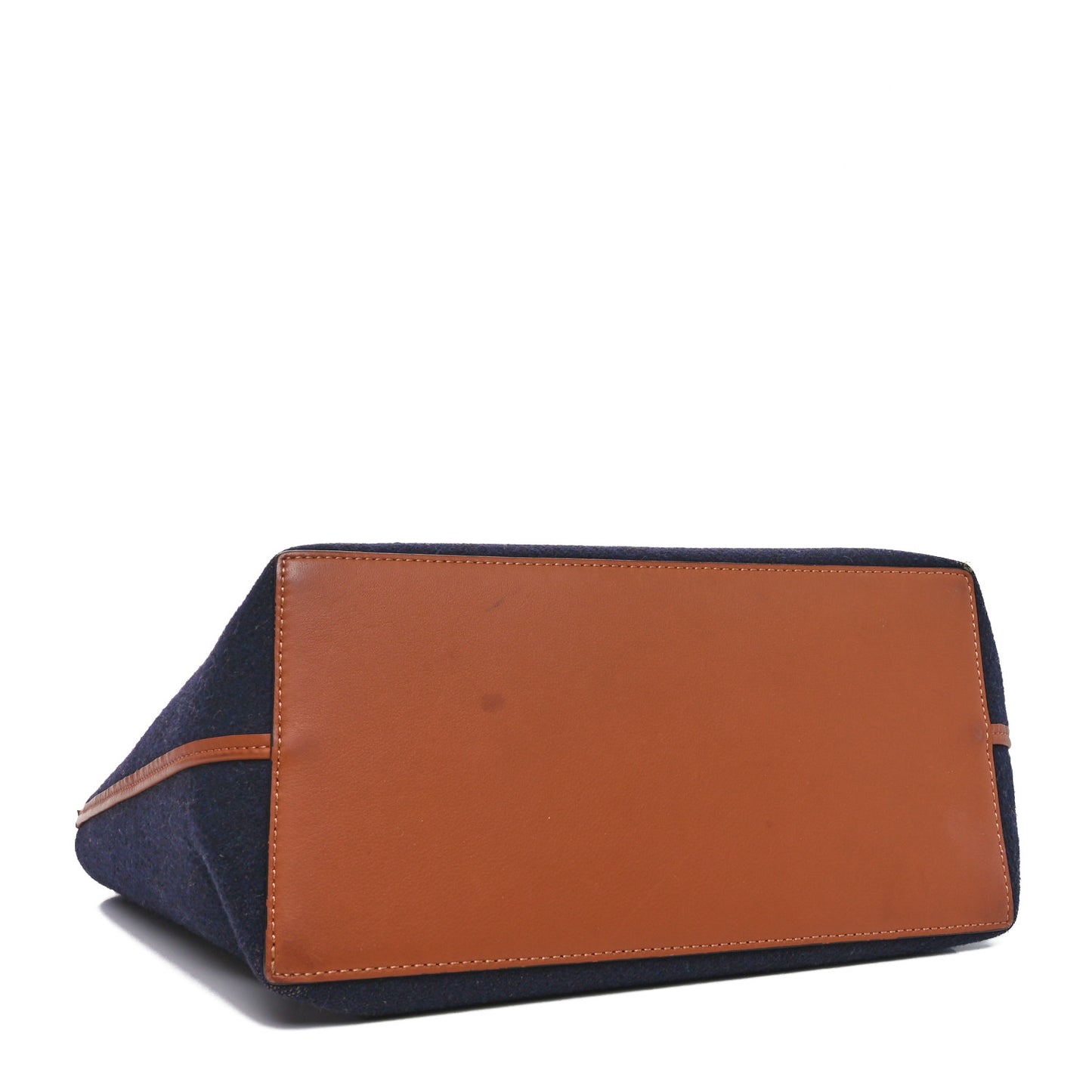 Wool Calfskin Small Love Anagram Tote Navy Tan