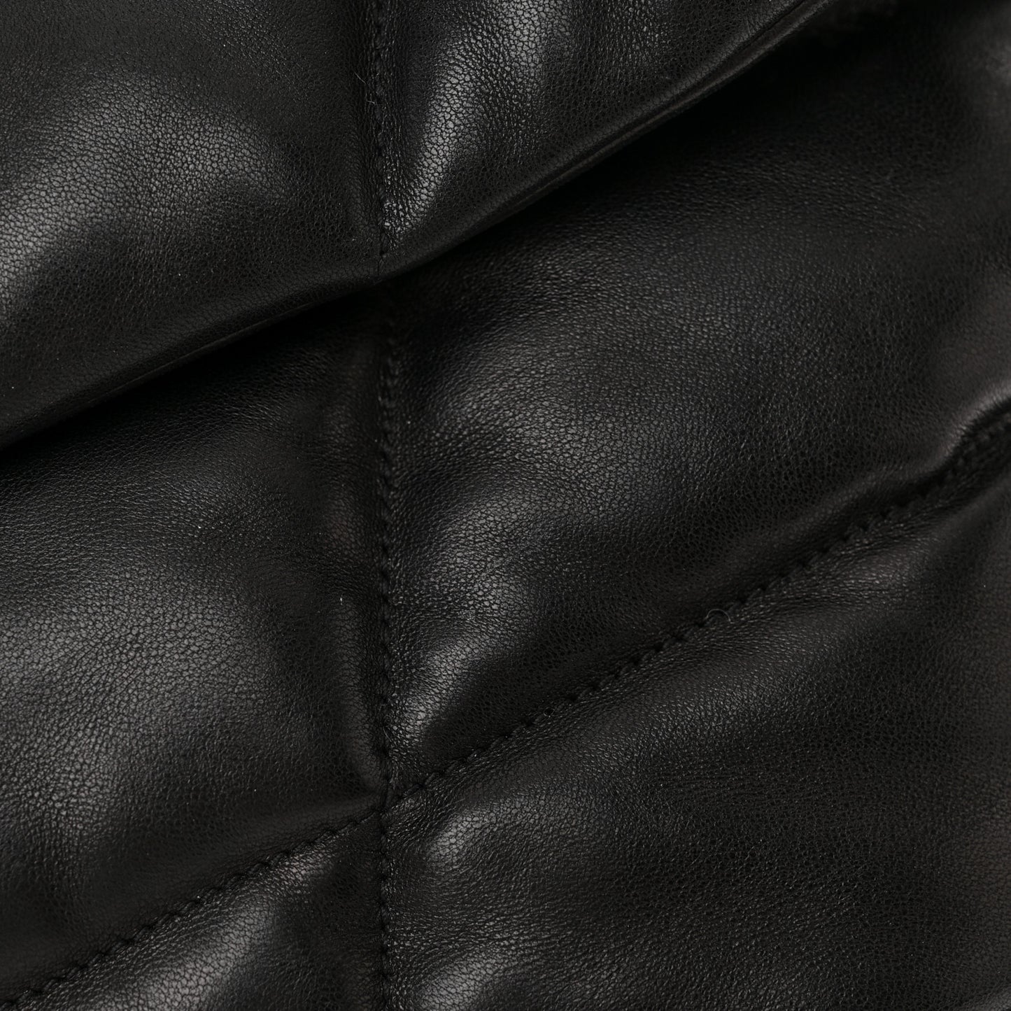 Lambskin Quilted Monogram Monochrome Medium Loulou Puffer Chain Satchel Black
