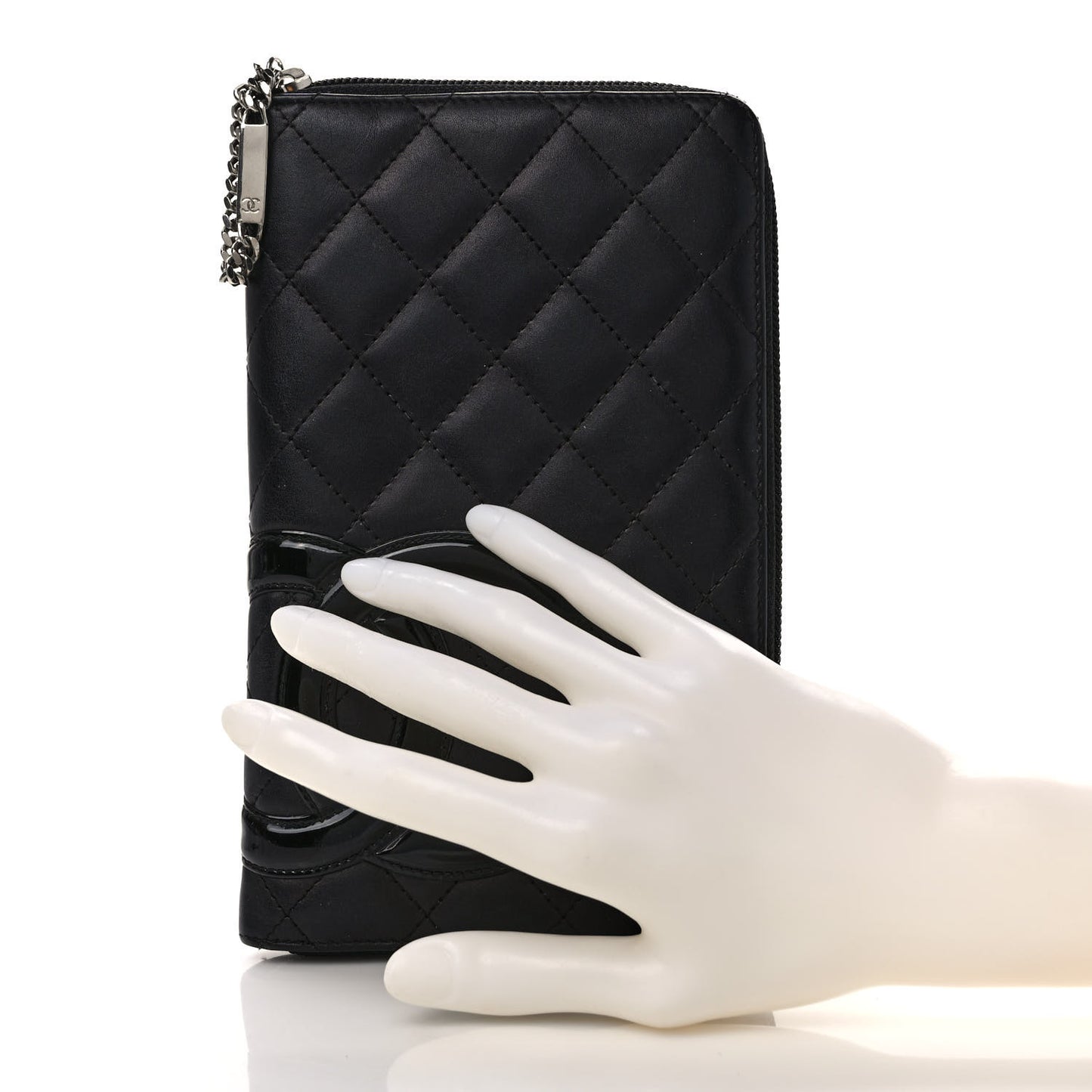 Calfskin Cambon Zip Around Organizer Wallet Black