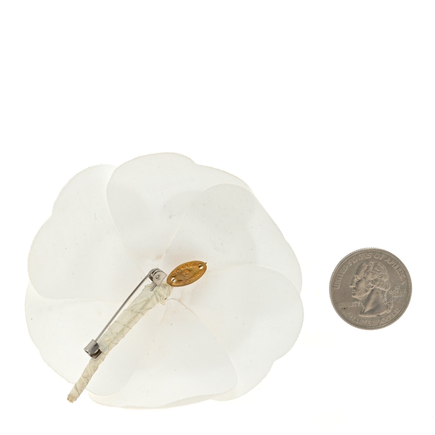Fabric Camellia Flower Brooch White