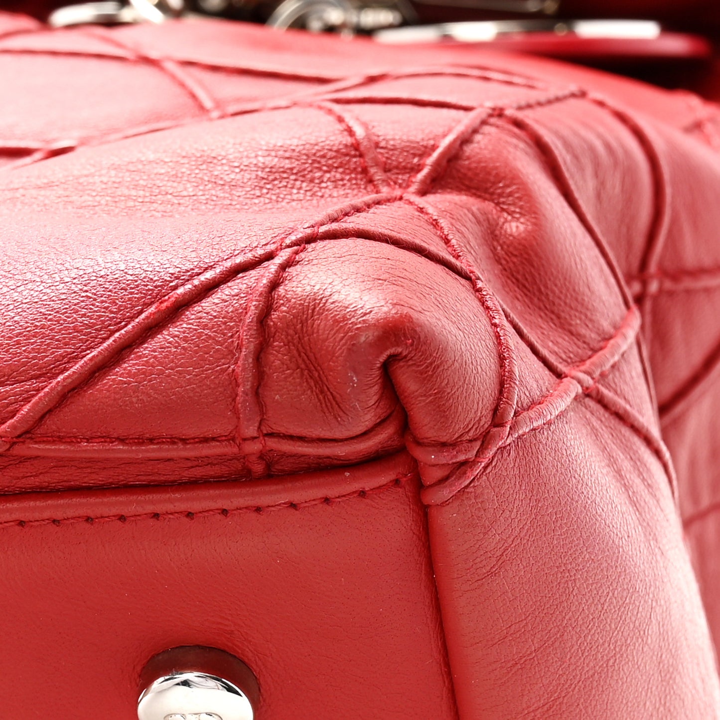 Lambskin Cannage Medium Granville Tote Red