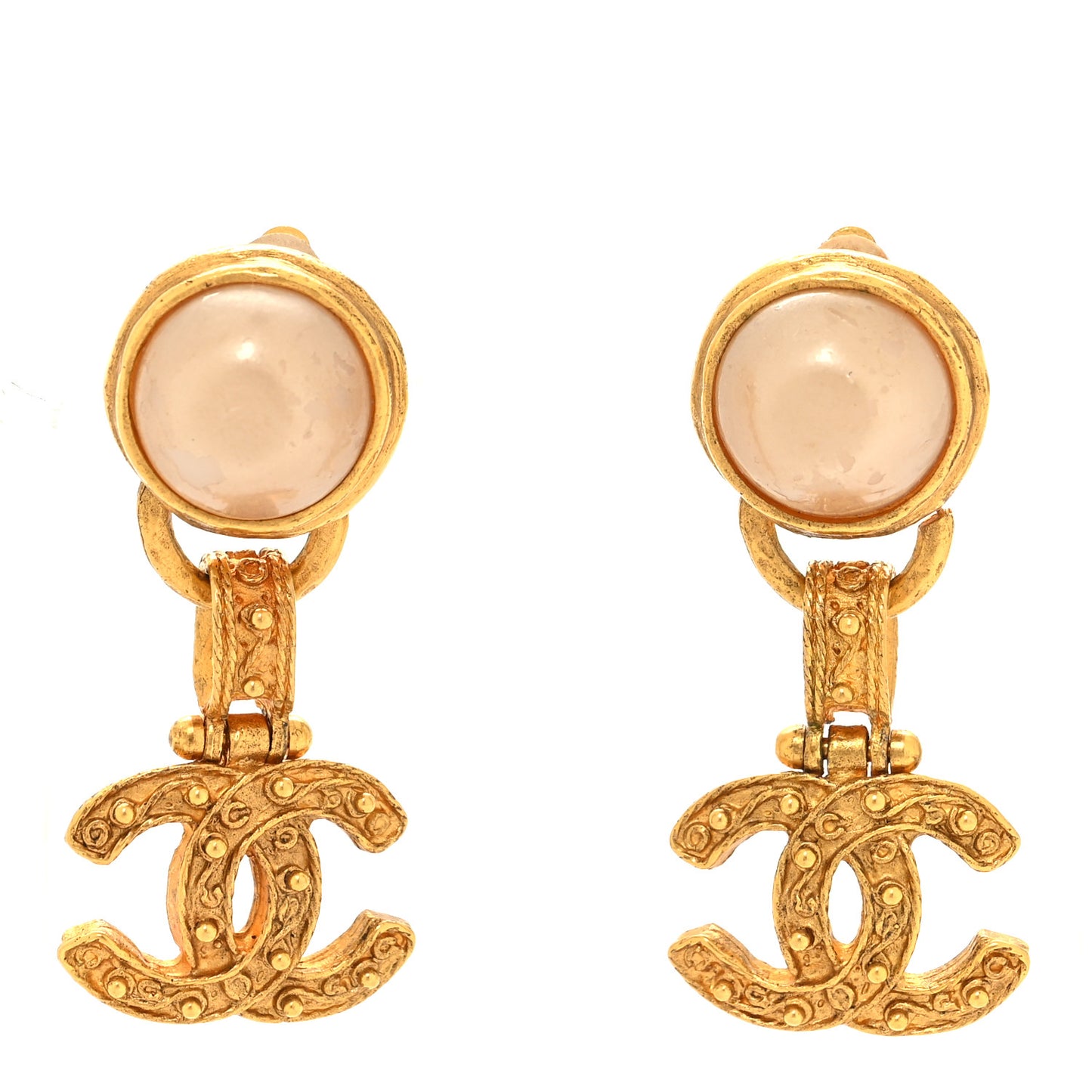 Pearl CC Clip On Earrings Gold