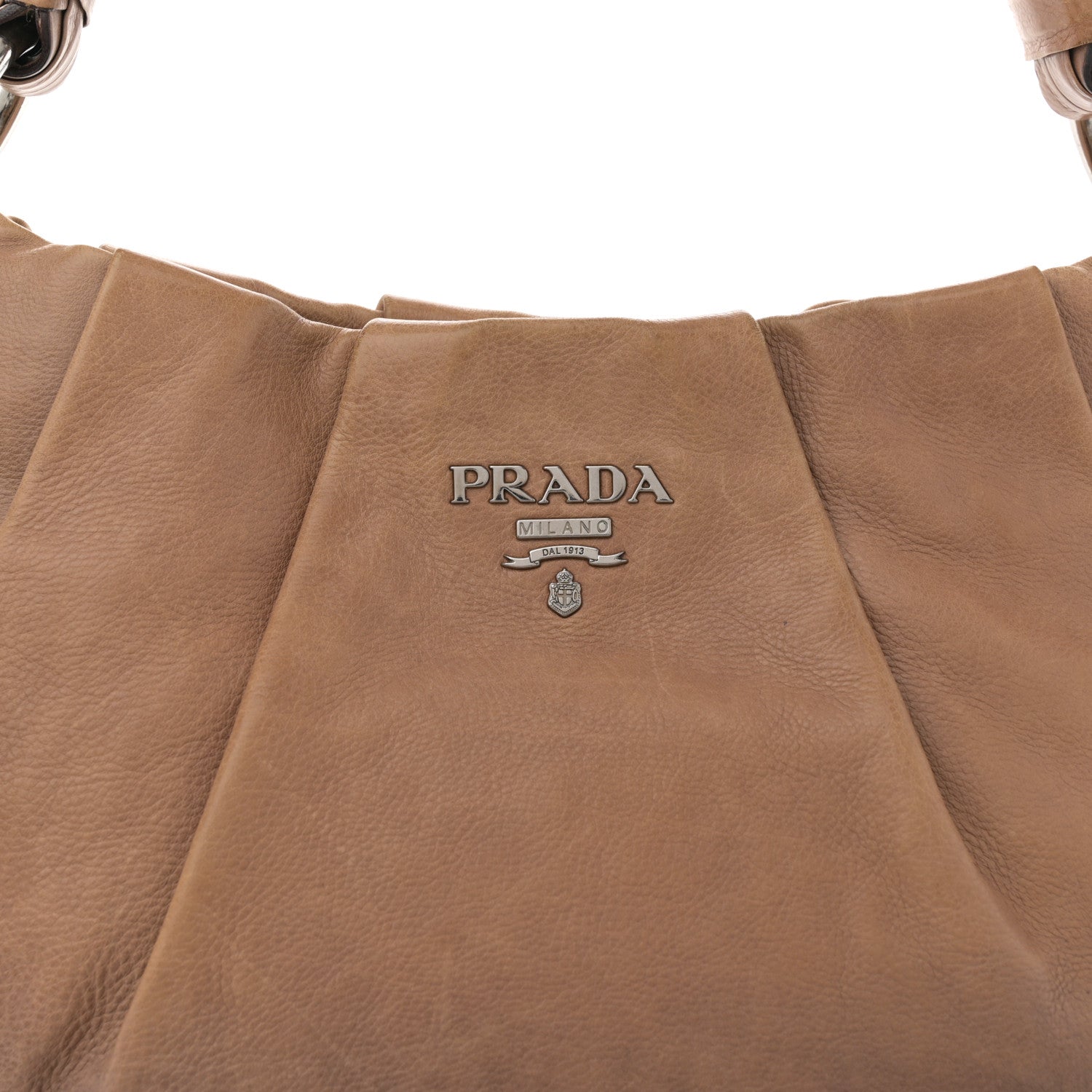Prada Glace Calfskin Pleated Hobo Fumo Sfumato 7 of 9
