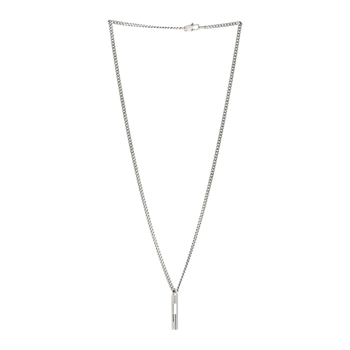 Darkened Sterling Silver G Bar Pendant Necklace