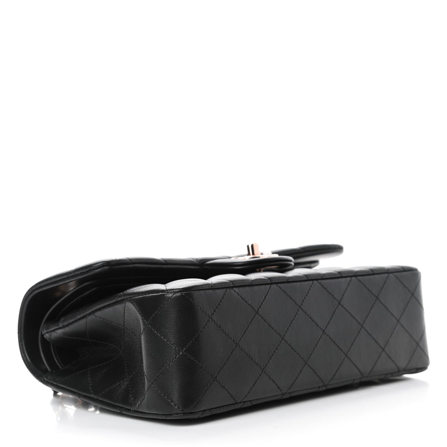 Lambskin Quilted Small Double Flap Black