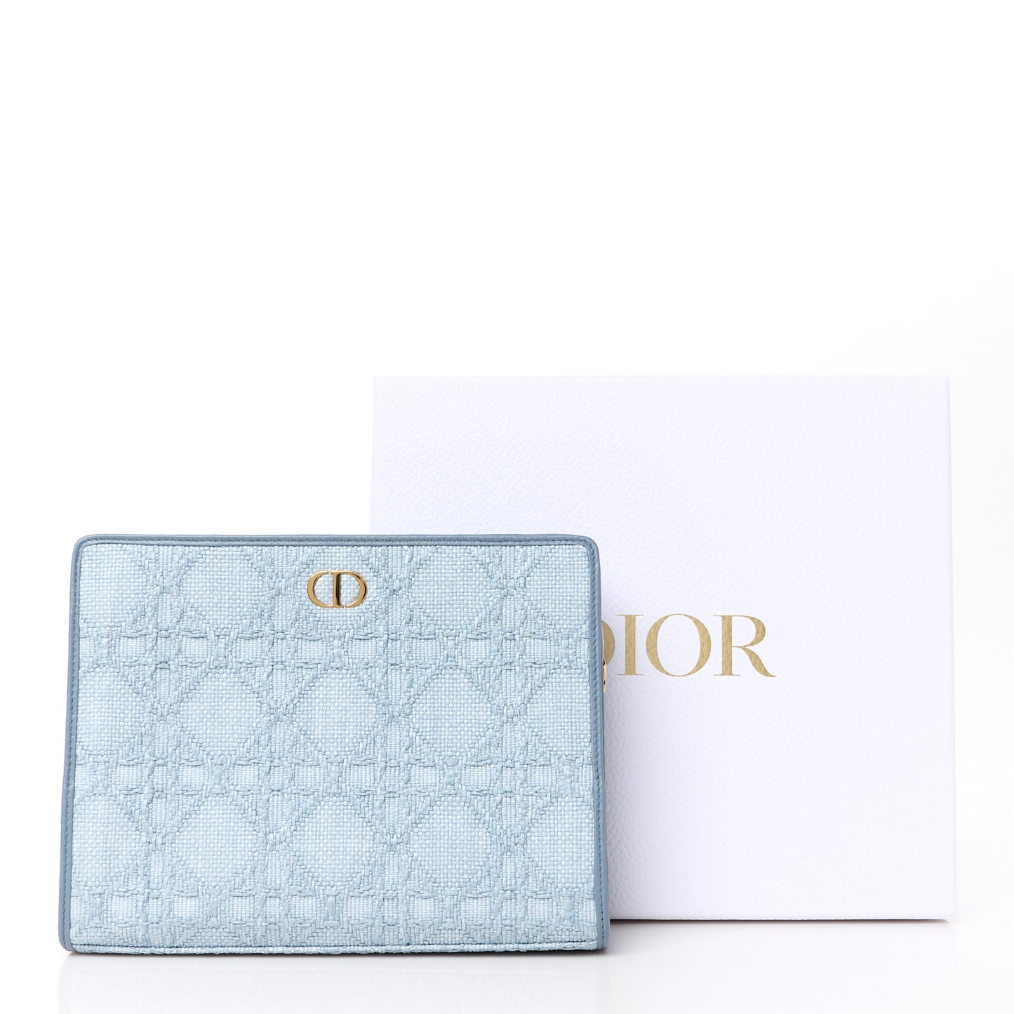 Raffia Cannage 30 Montaigne Dea Pouch Celestial Blue