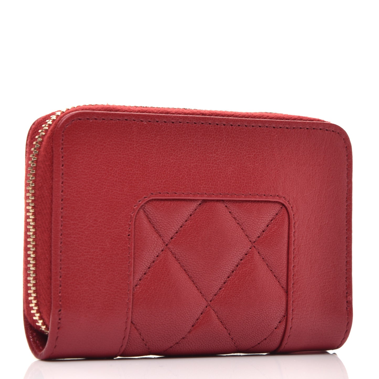 Sheepskin Quilted Mademoiselle Vintage Zip Coin Purse Red
