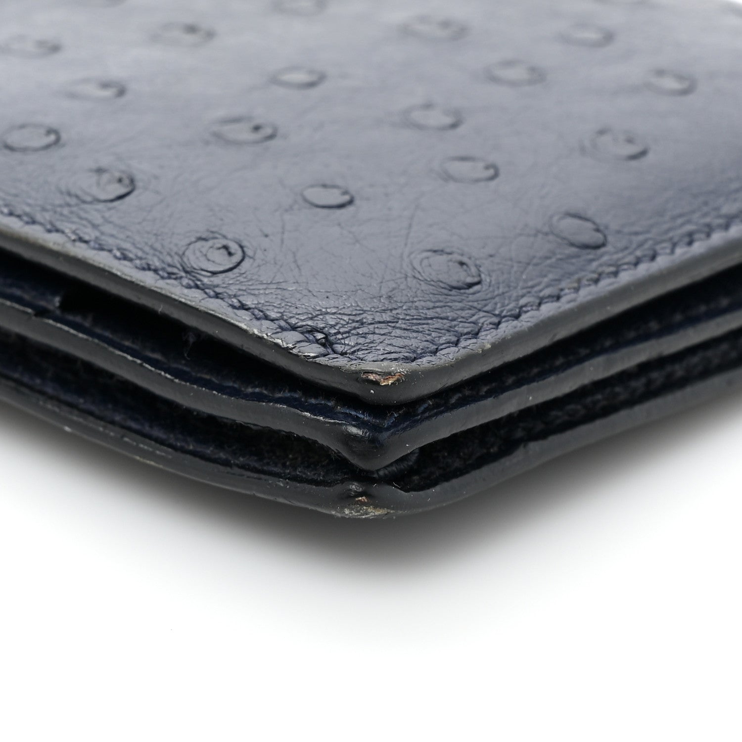 Hermes Ostrich Bearn Wallet Bleu Iris 12 of 17