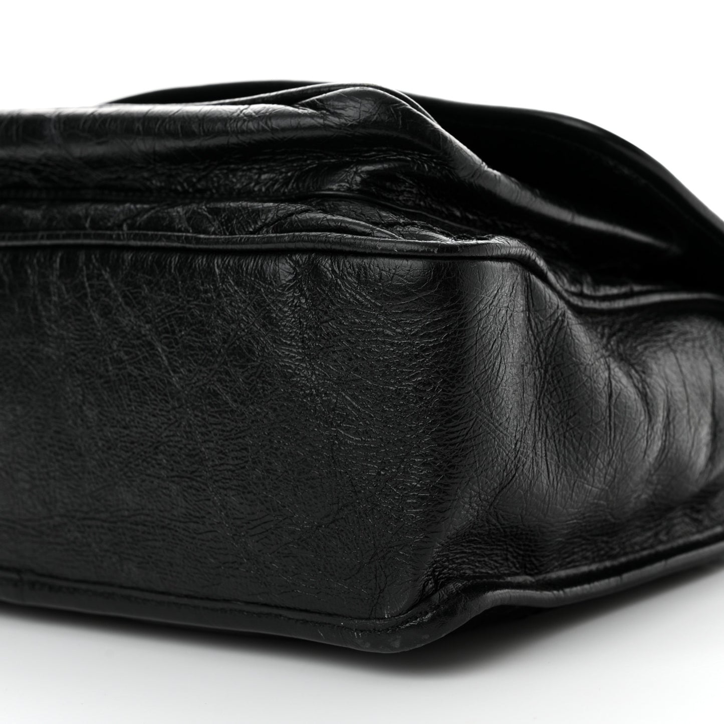 Crinkled Calfskin Matelasse Monogram Medium Niki Chain Satchel Black