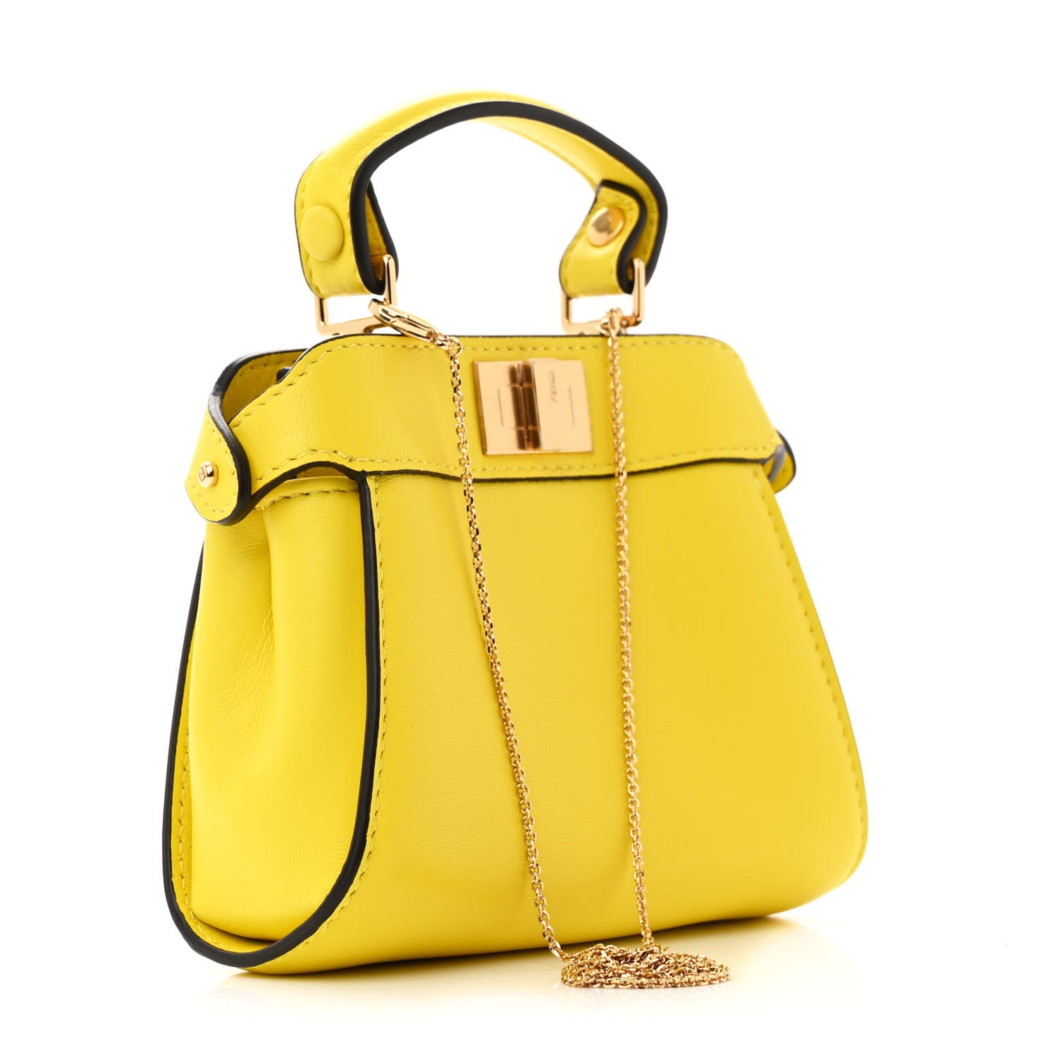 Fendi Nappa Nano Peekaboo Satchel Limone 3 of 12