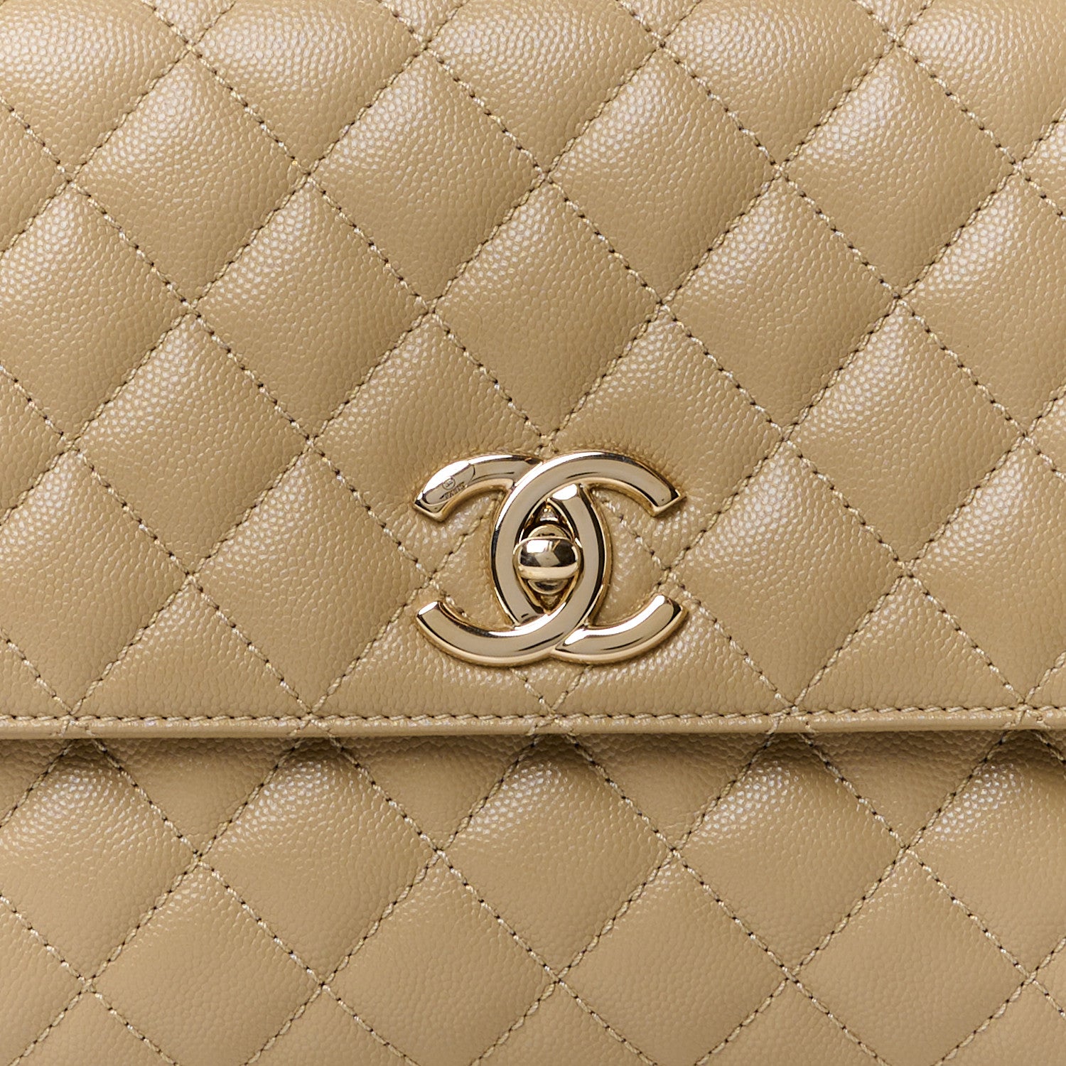 Chanel Caviar Lizard Embossed Quilted Small Coco Handle Flap Dark Beige 9 of 11
