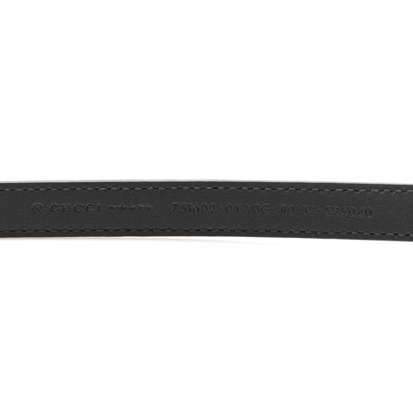 Plutone Calfskin Gucci Buckle 20mm Thin Belt 80 32 Black