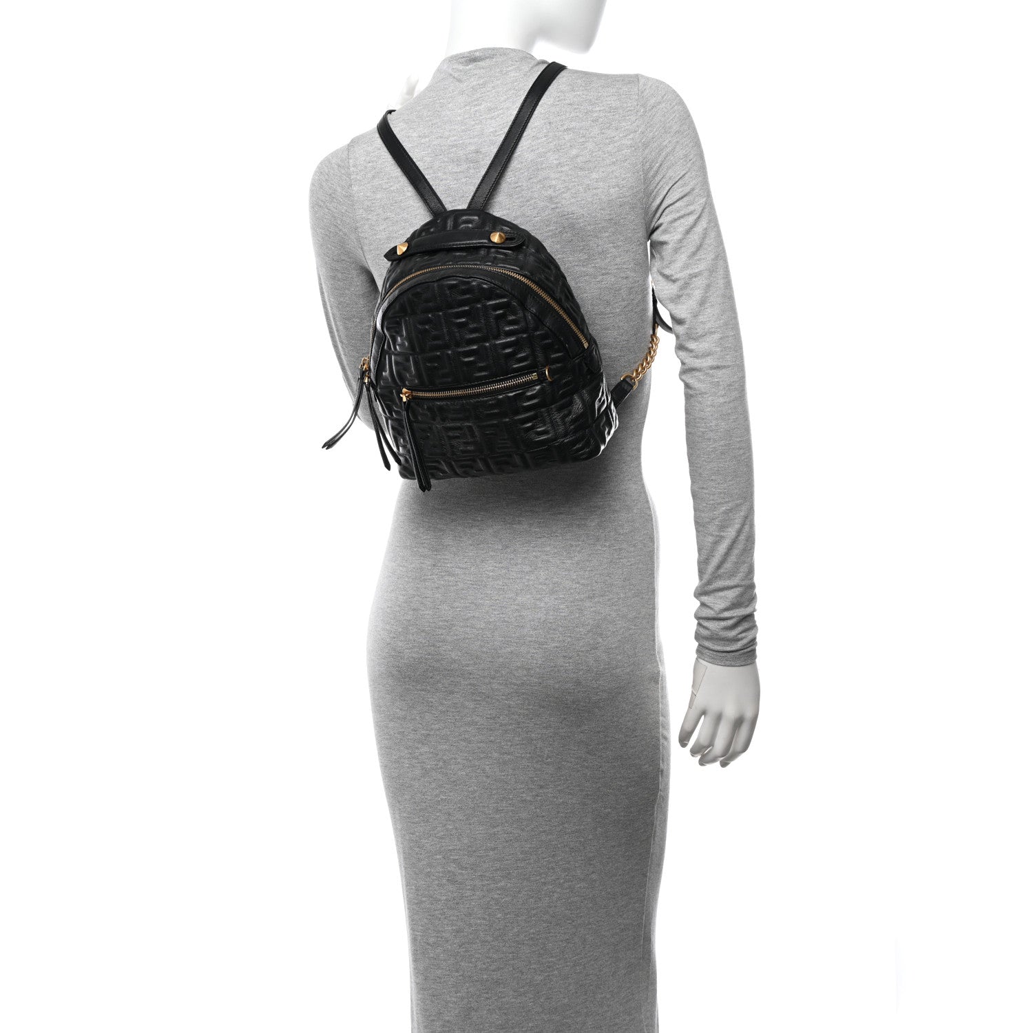 Fendi Nappa FF 1974 Embossed Mini Backpack Black 2 of 13