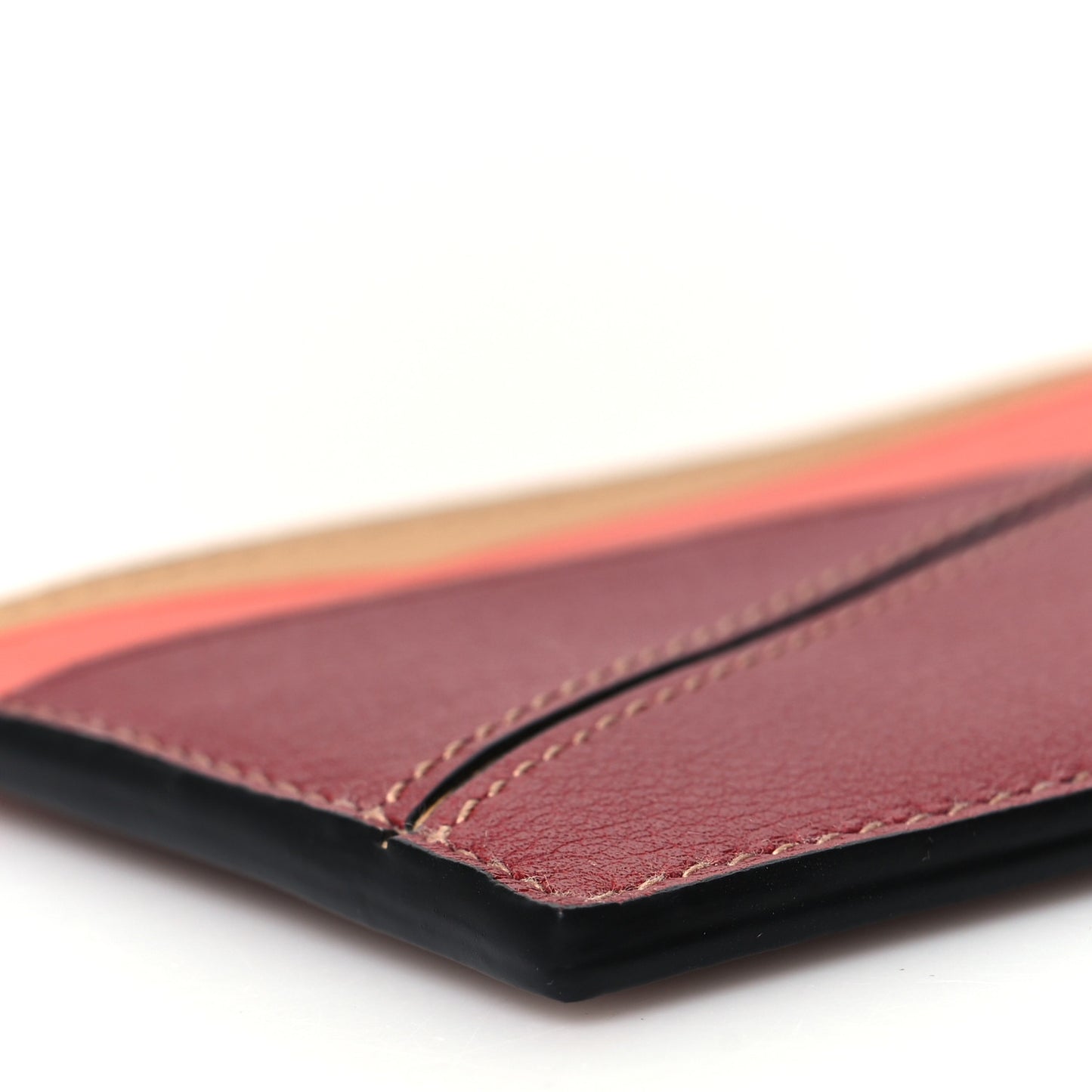 Calfskin Puzzle Colorblock Card Holder Multicolor