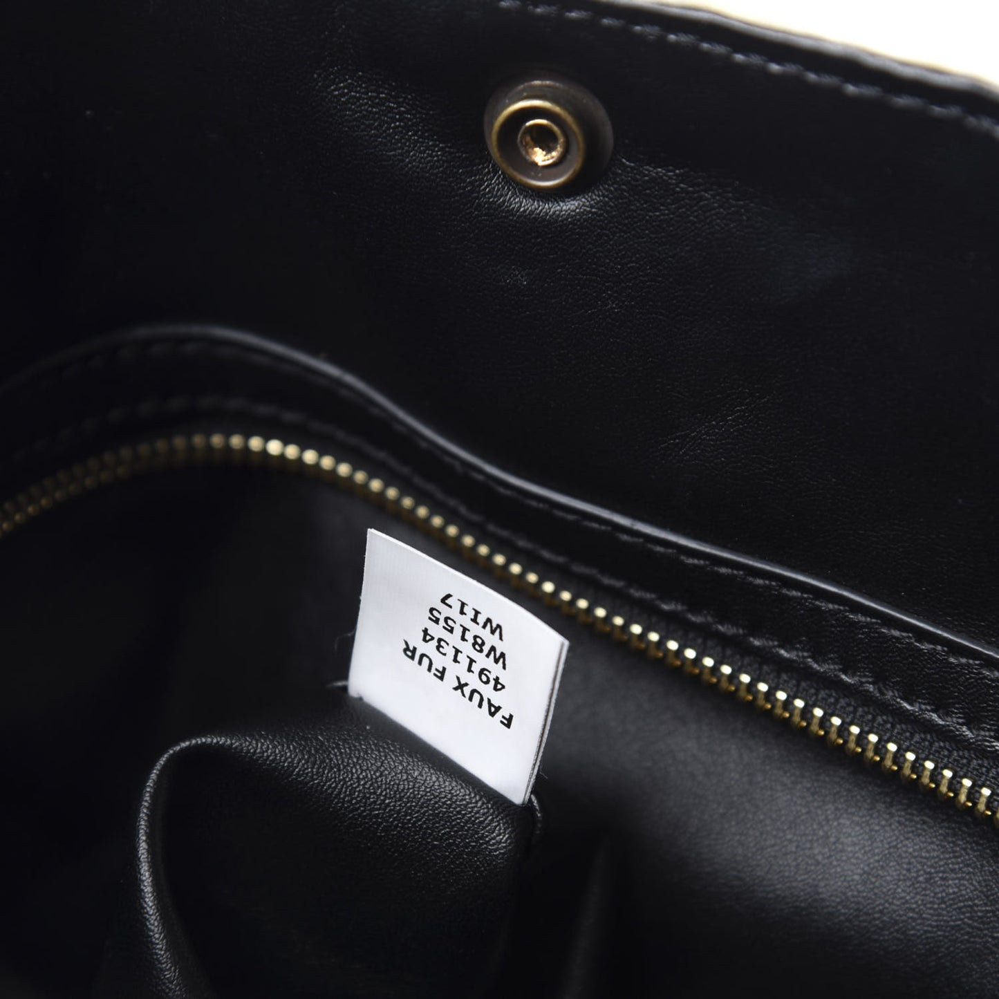 Eco Alter Nappa Shearling Popper Bucket Bag Black White
