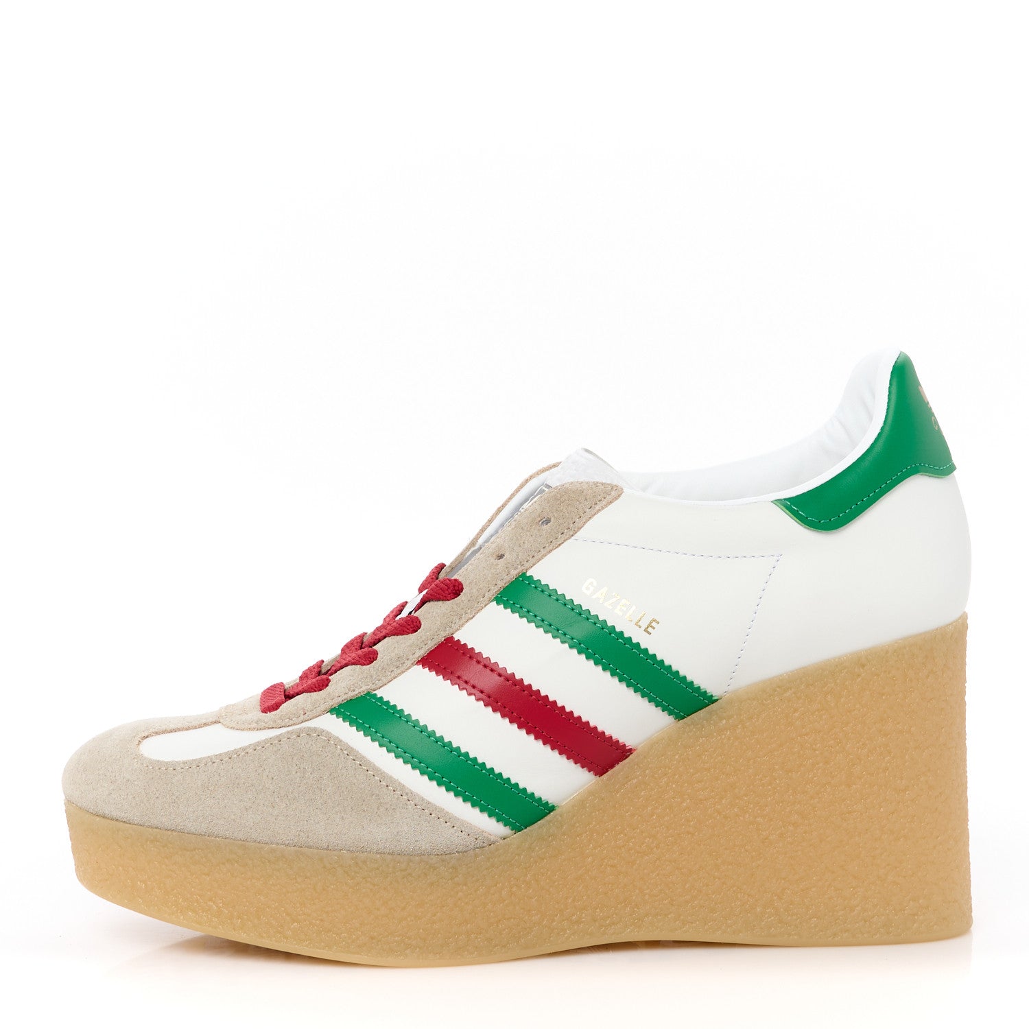 Gucci X ADIDAS Suede Madeira Gazelle Wedge Sneakers 42 Oatmeal White New Shamarock Hibiscus Red 1 of 8