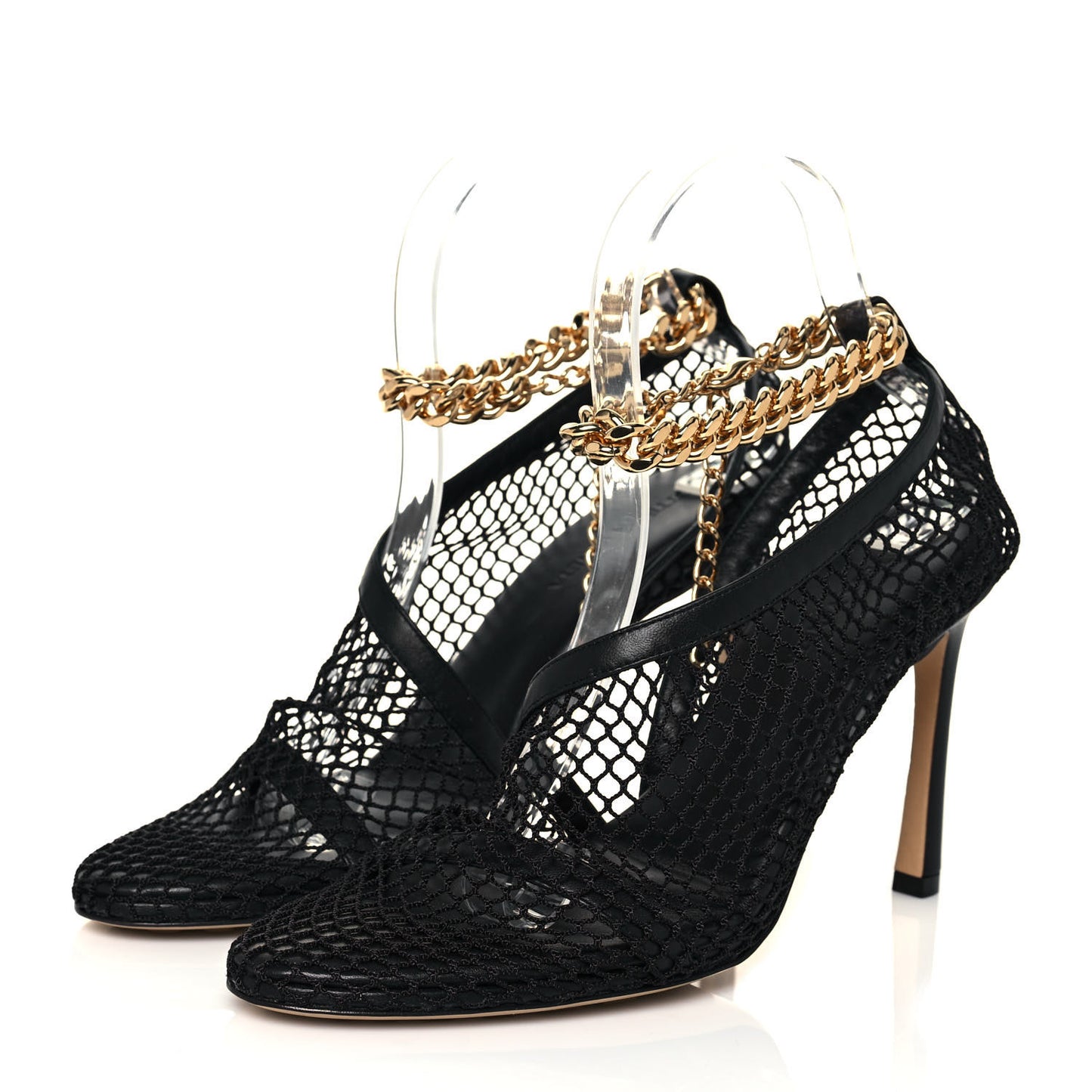 Mesh Nappa Chunky Chain Sandals 36.5 Black