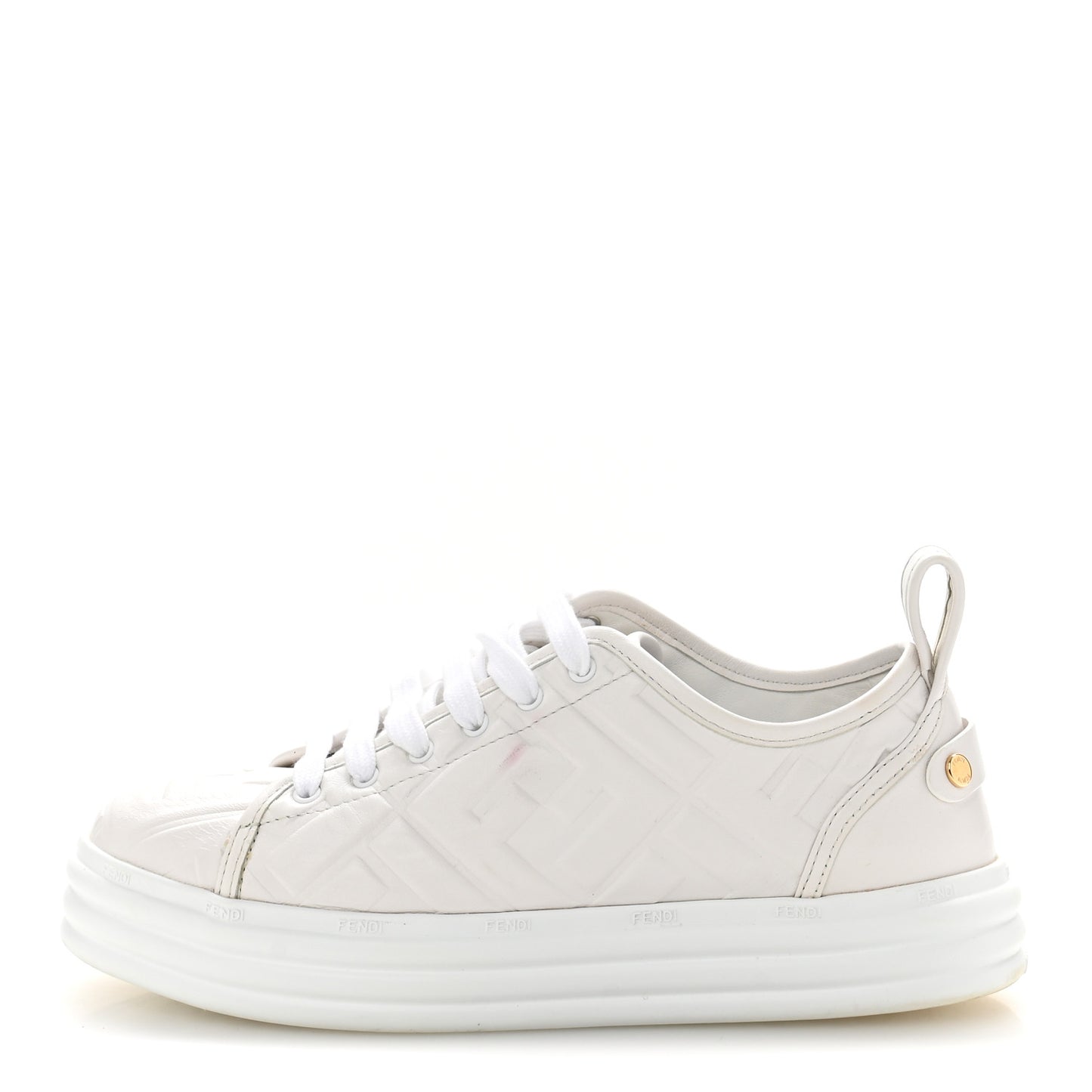 Nappa FF Embossed Rise Low Top Sneakers 37 White