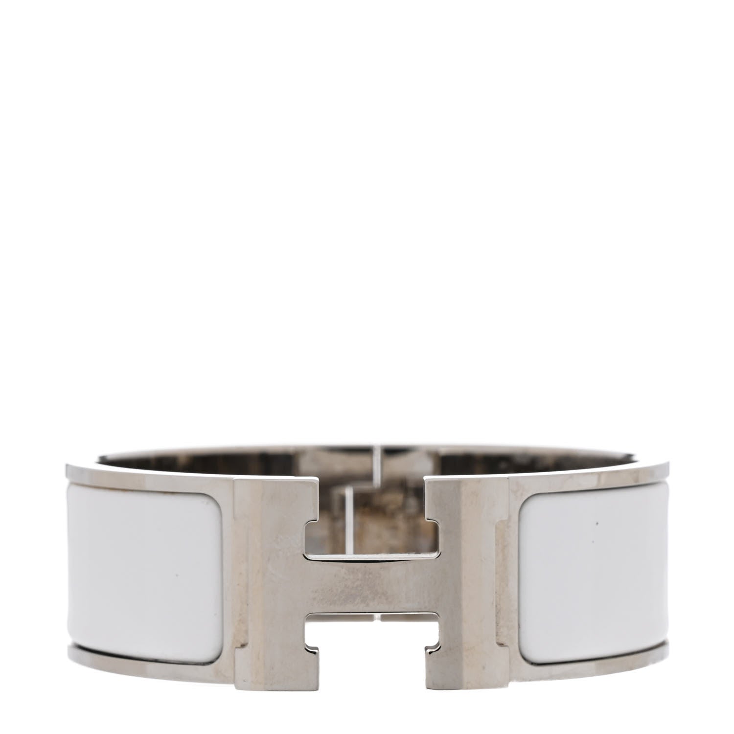 HERMES H バングル ホワイト Hermes Enamel Wide Clic Clac H Bracelet PM White 1720279